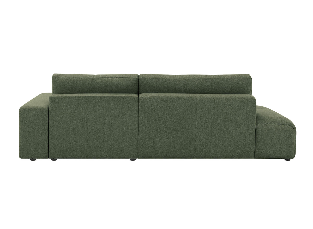 Canapé d'angle convertible avec coffre en tissu texturé vert olive ANGELINE - Angle droit