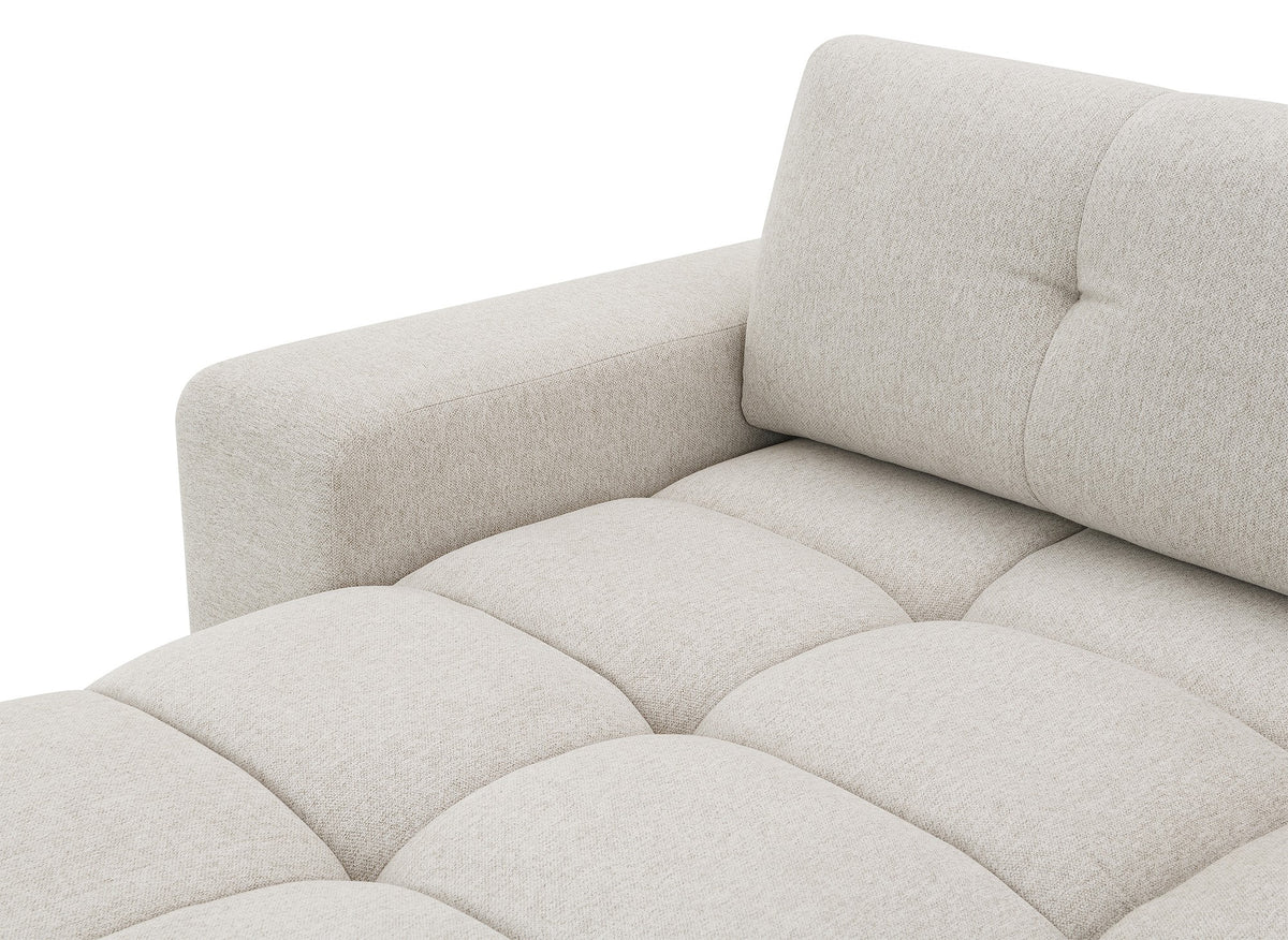 Canapé d'angle convertible avec coffre en tissu texturé beige ANGELINE - Angle gauche