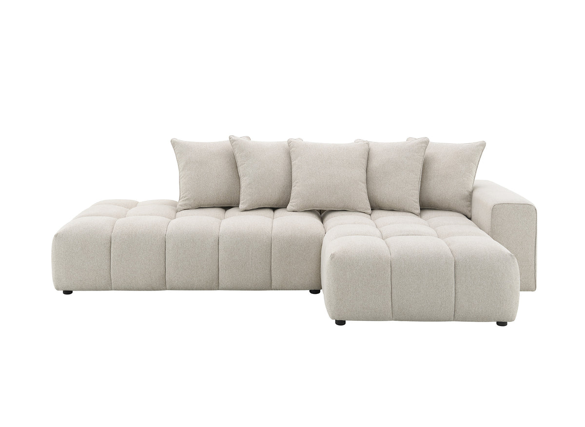 Canapé d'angle en tissu texturé beige CLARISSE - Angle droit