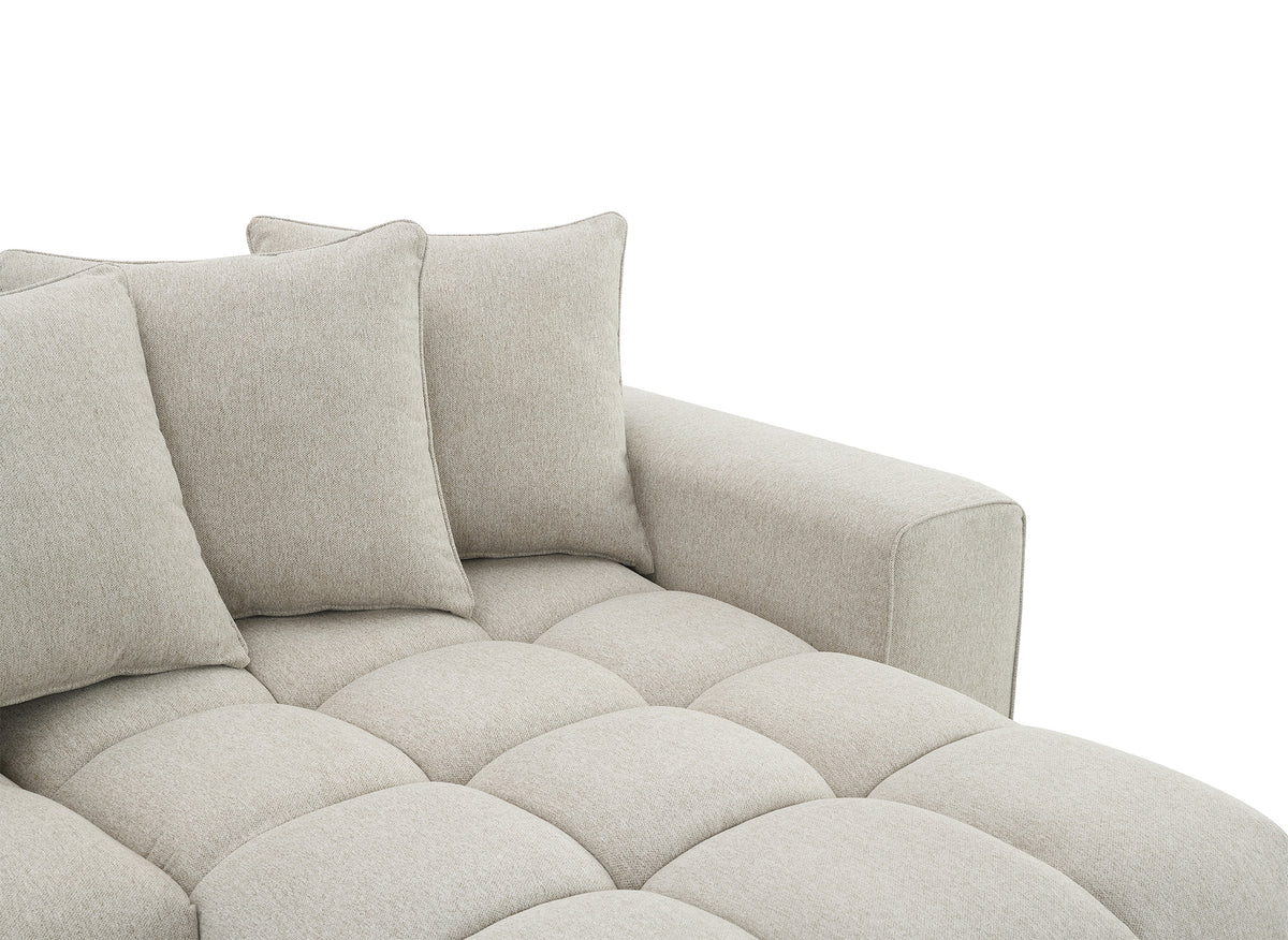 Canapé d'angle en tissu texturé beige CLARISSE - Angle droit