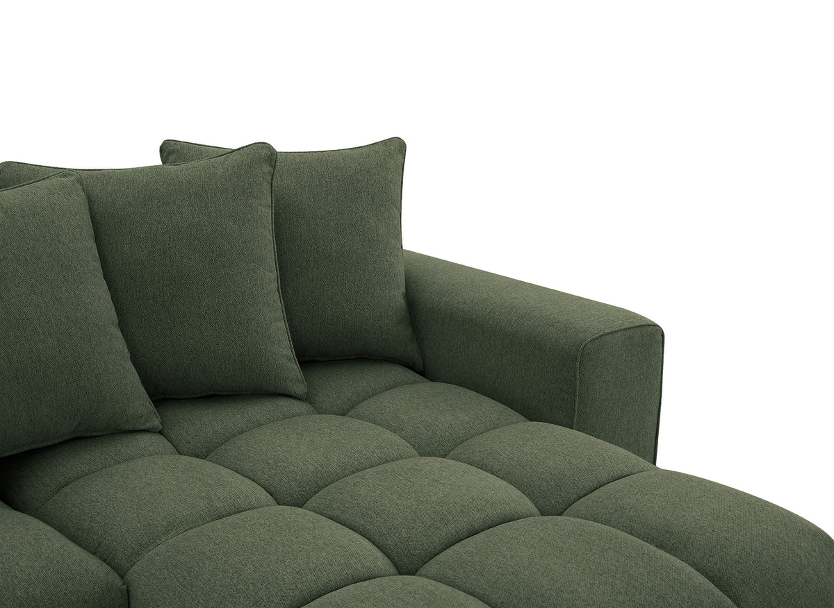 Canapé d'angle en tissu texturé vert olive CLARISSE - Angle droit