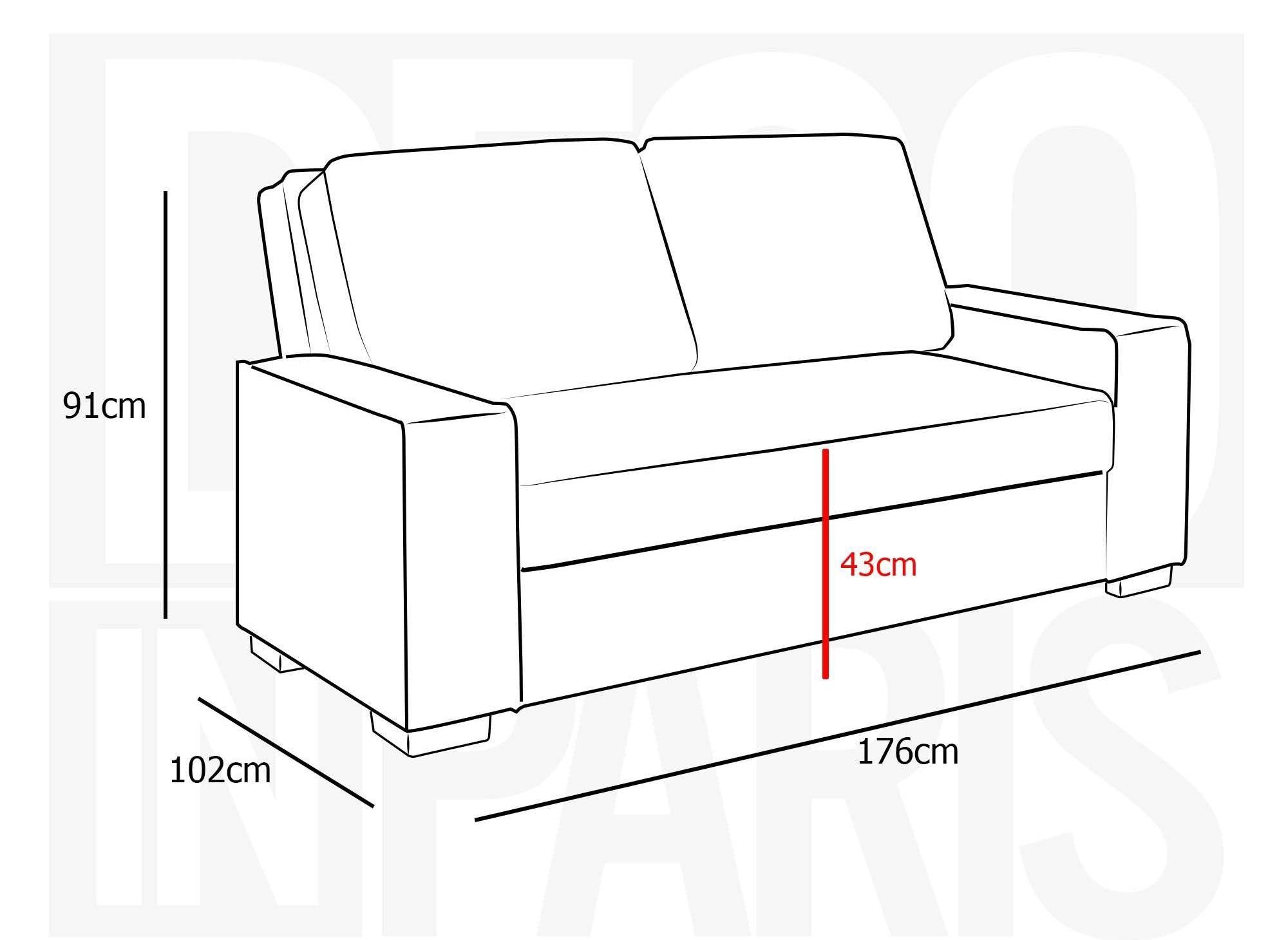 Canapé 3 places convertible en tissu rouge JAMES