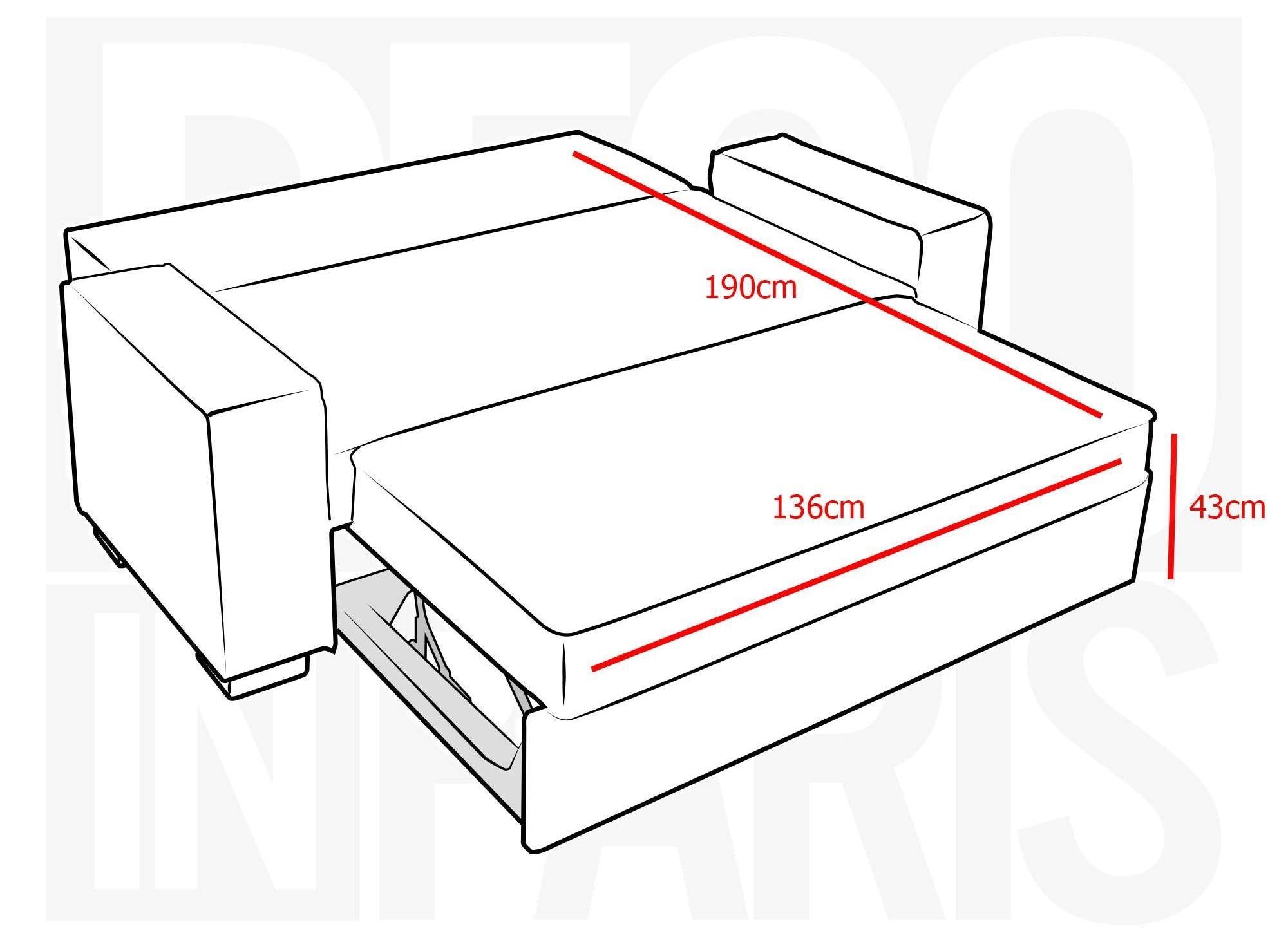 Canapé 3 places convertible en tissu rouge JAMES