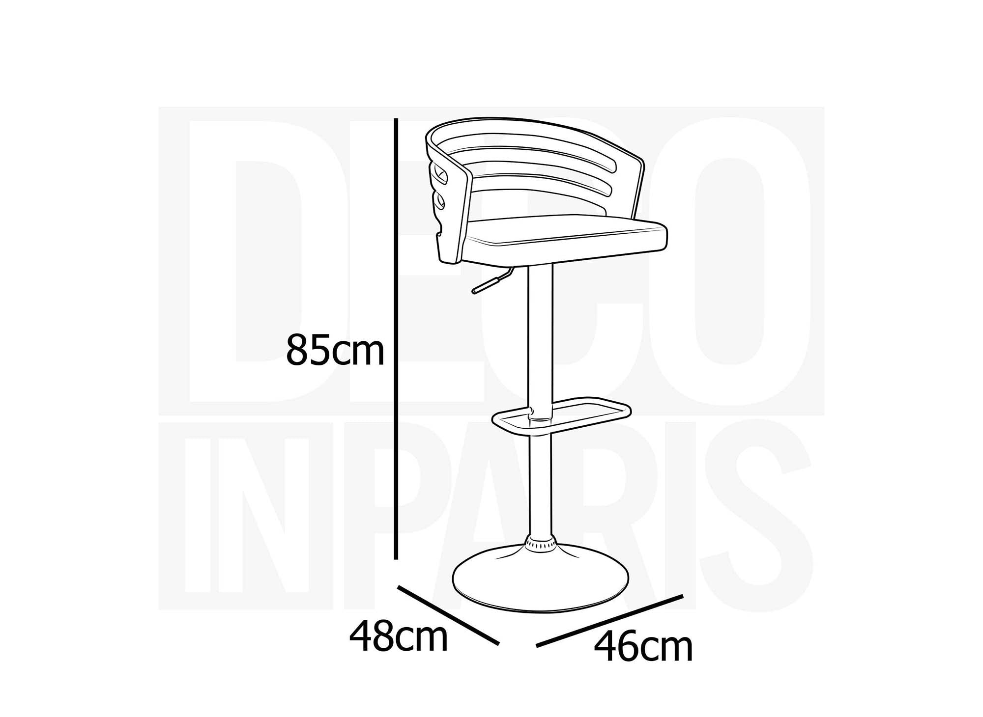 Tabouret de bar design en bois et simili noir AIDEN