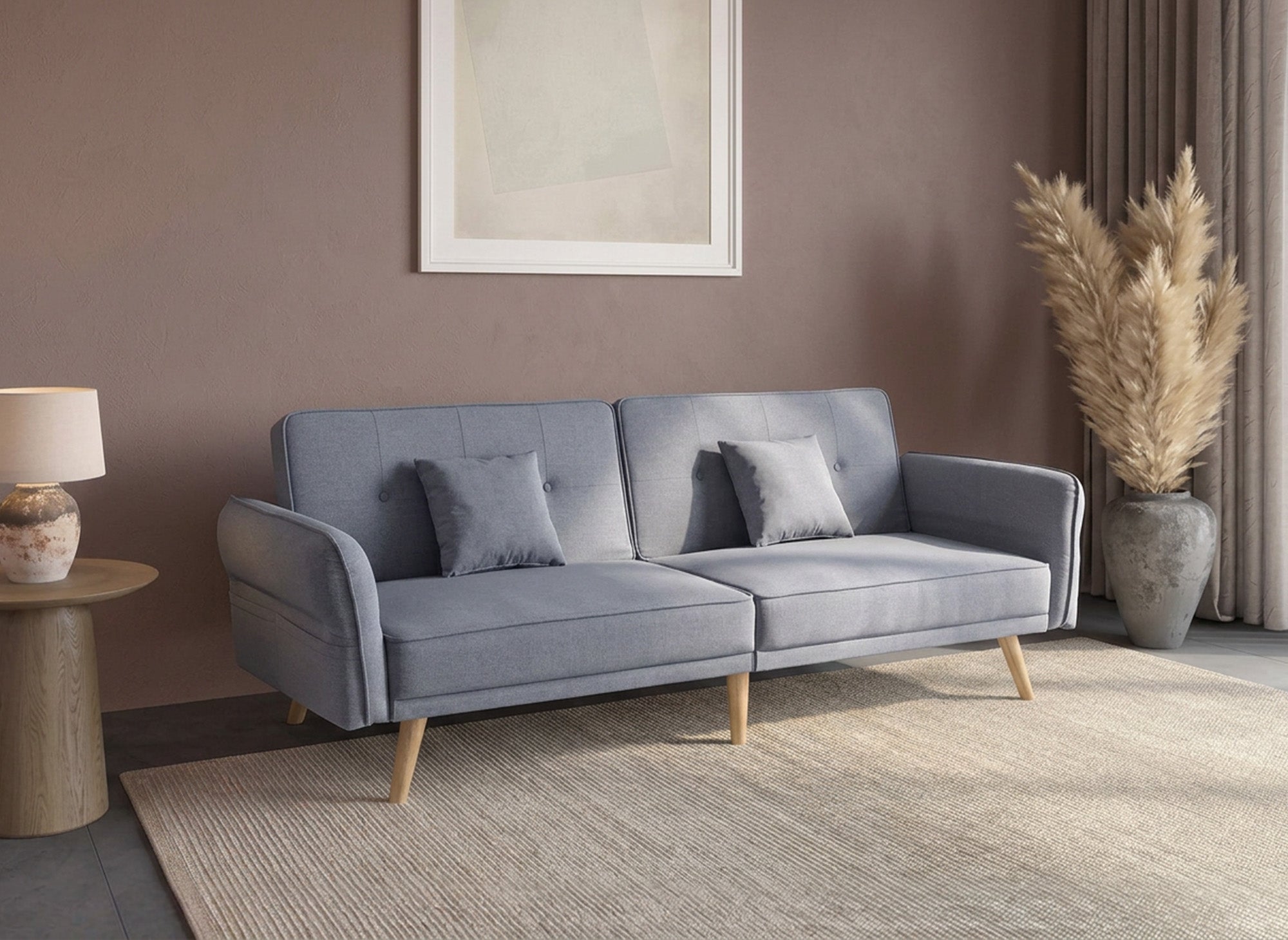 Canapé clic clac 3 places en tissu gris CHILI