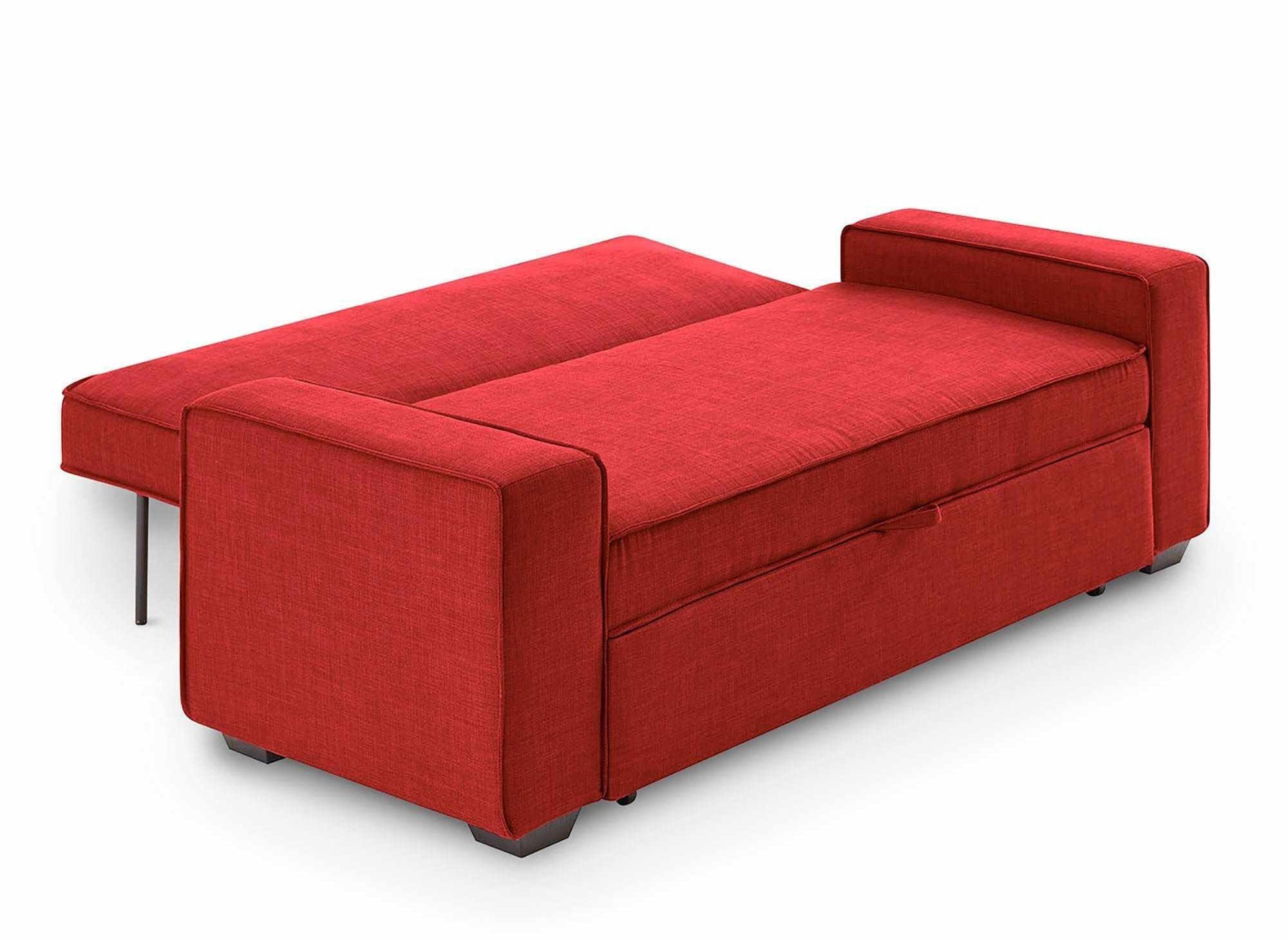 Canapé 3 places convertible en tissu rouge JAMES
