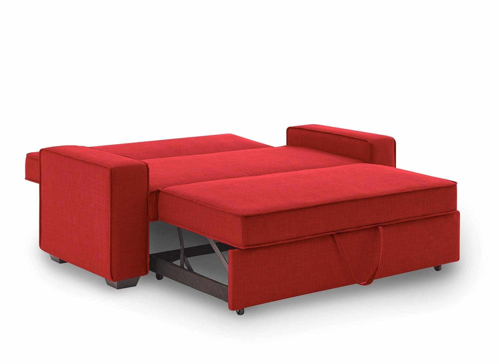 Canapé 3 places convertible en tissu rouge JAMES