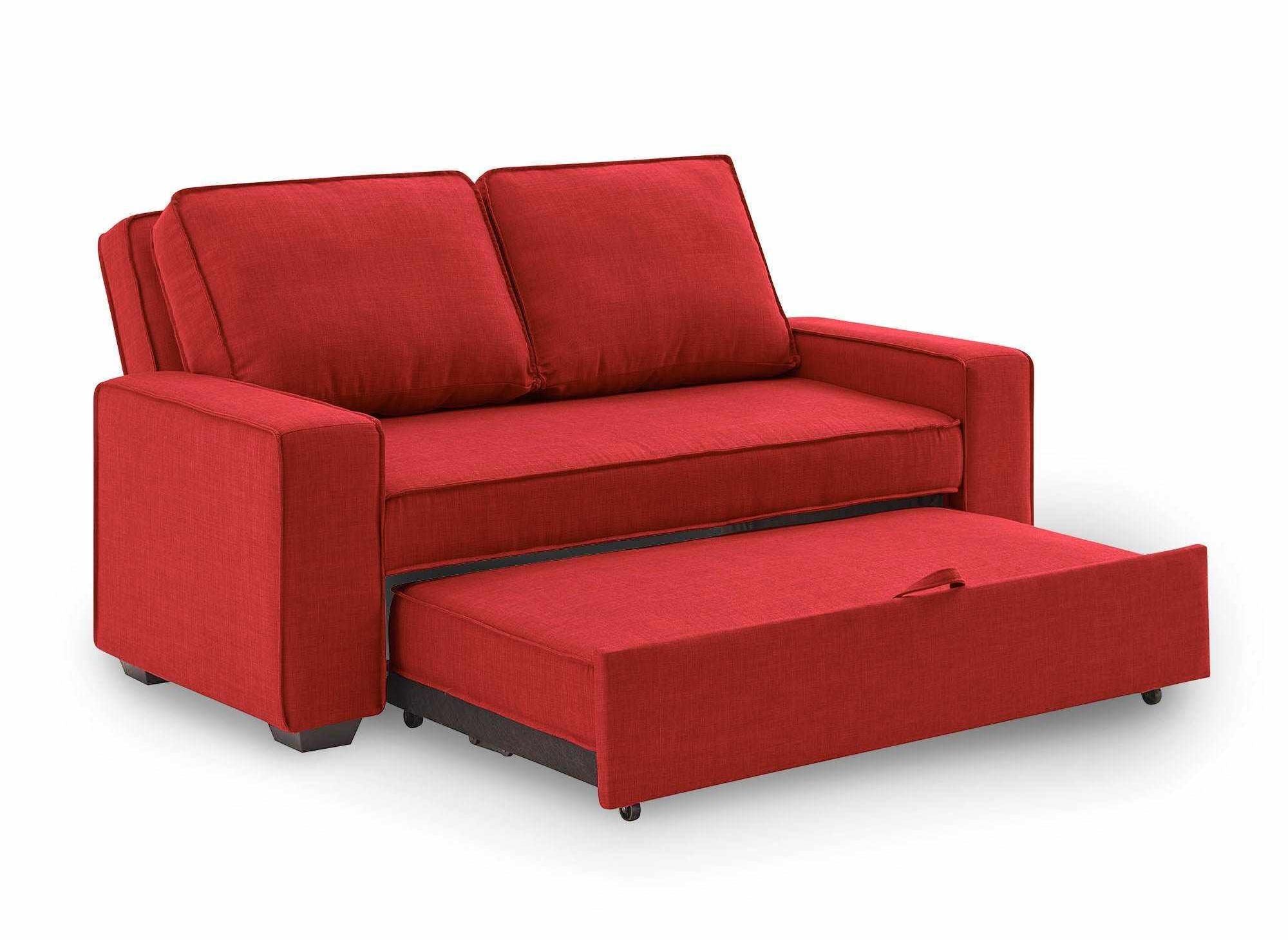 Canapé 3 places convertible en tissu rouge JAMES