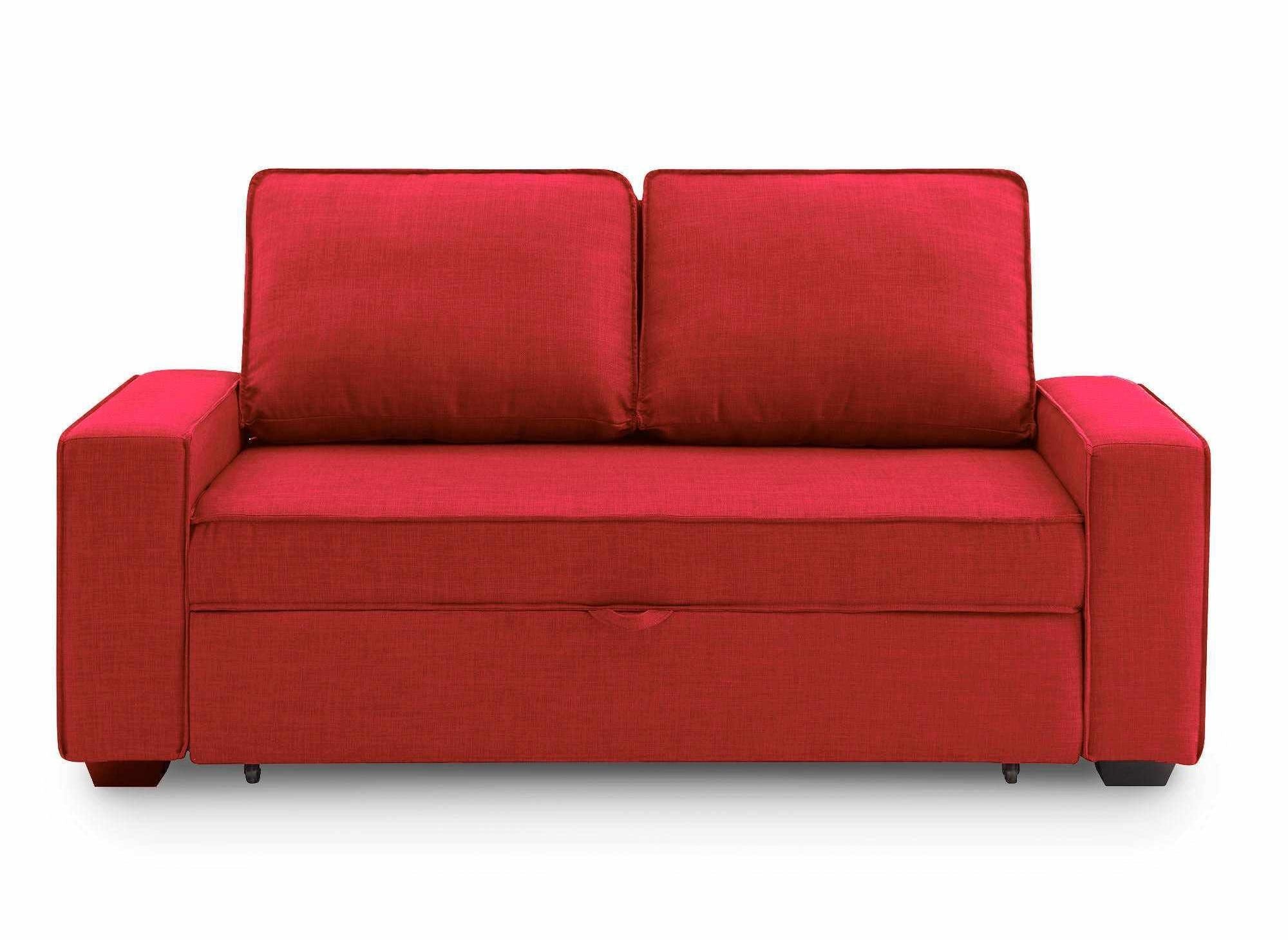 Canapé 3 places convertible en tissu rouge JAMES