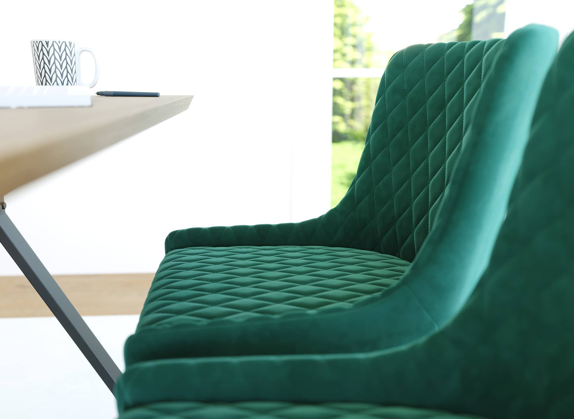 Lot de 2 chaises design en velours vert JENNY