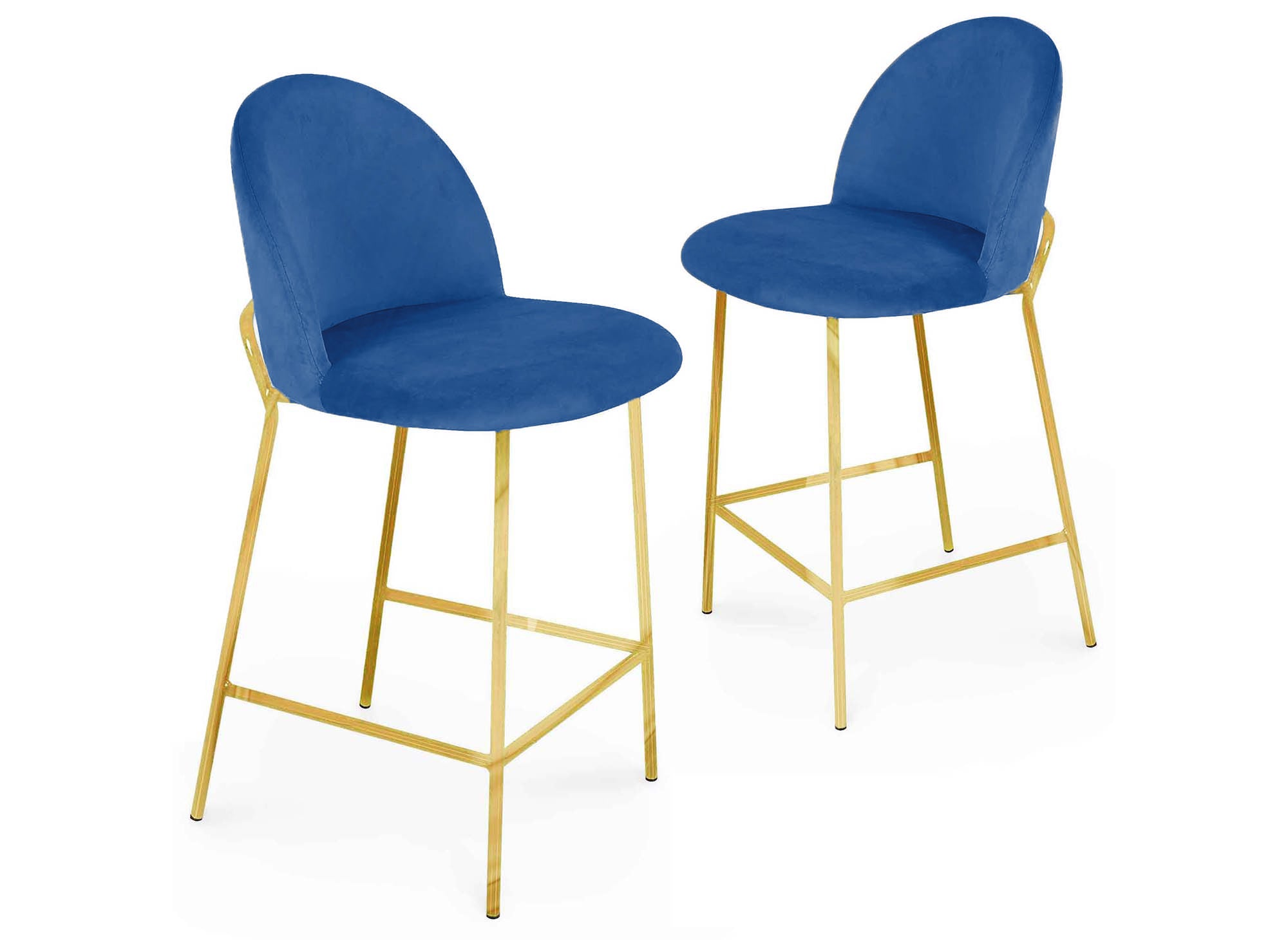 Lot de 2 tabourets de bar design en velours bleu ARABEL