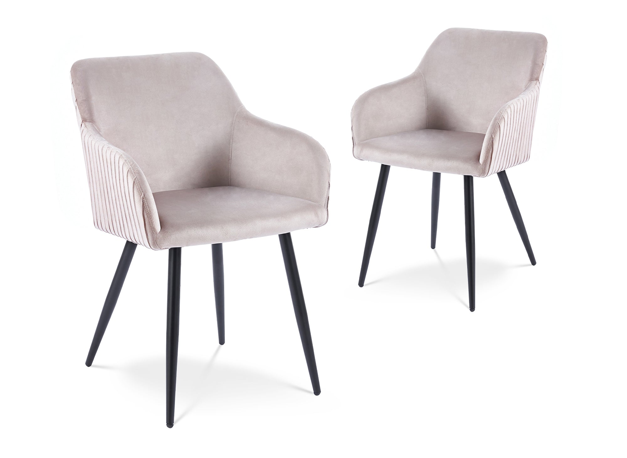 Lot de 2 chaises en velours beige pieds en métal noir DEVOR