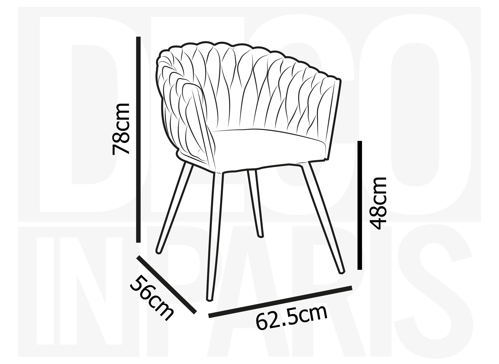 Lot de 2 chaises wave en velours noir CINDY