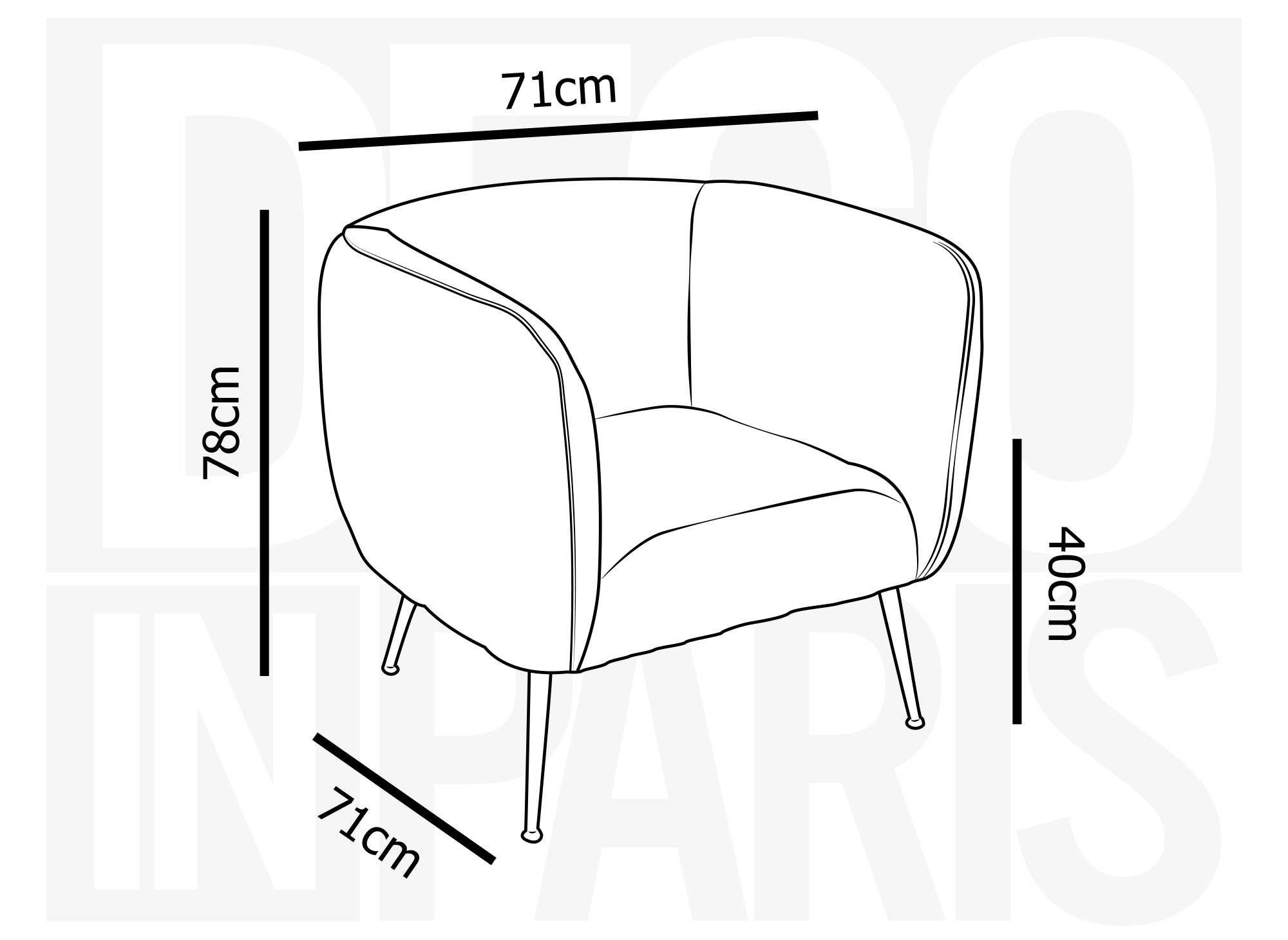 Fauteuil cabriolet en velours beige pieds noir PERRY