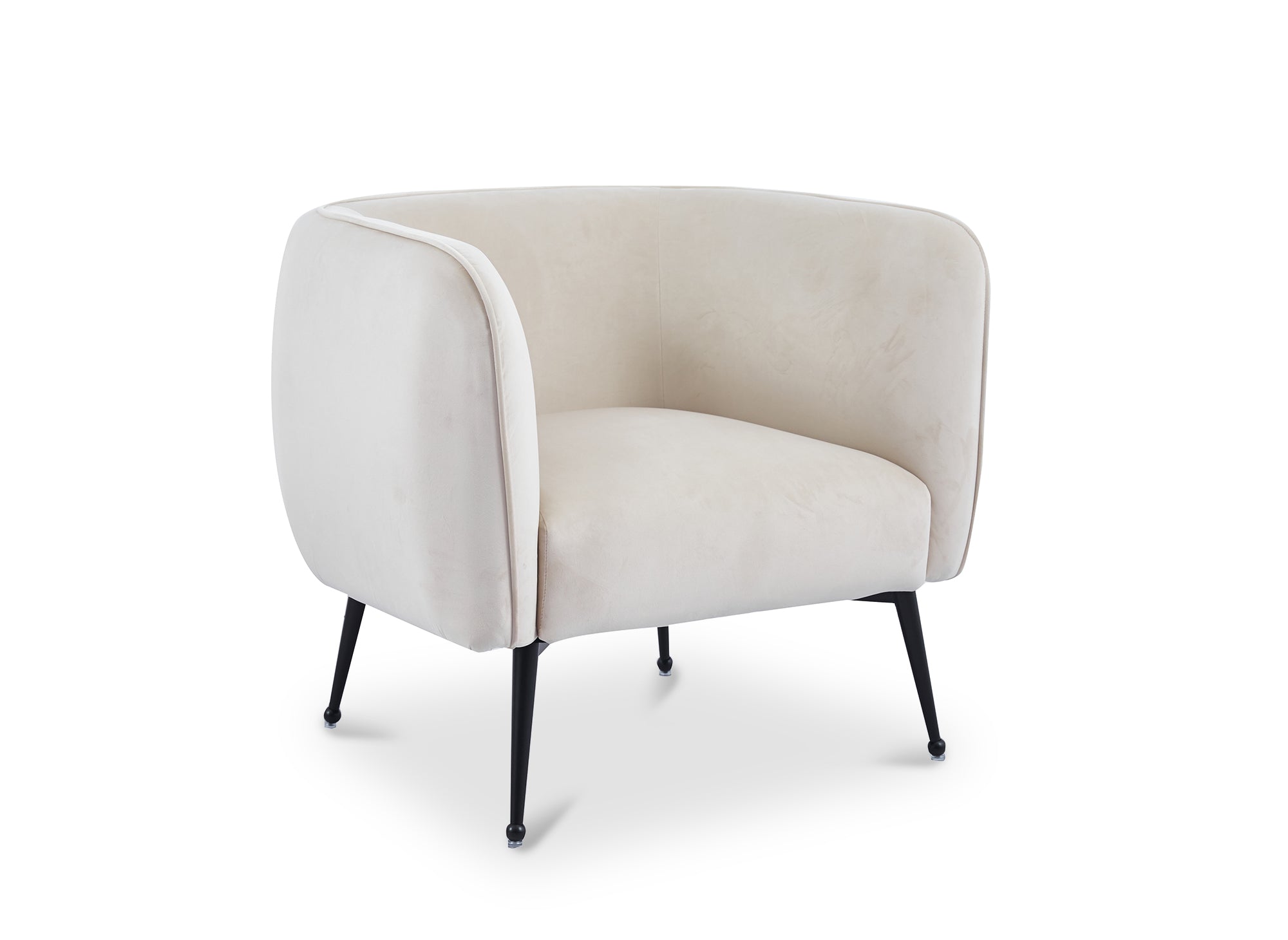 Fauteuil cabriolet en velours beige pieds noir PERRY