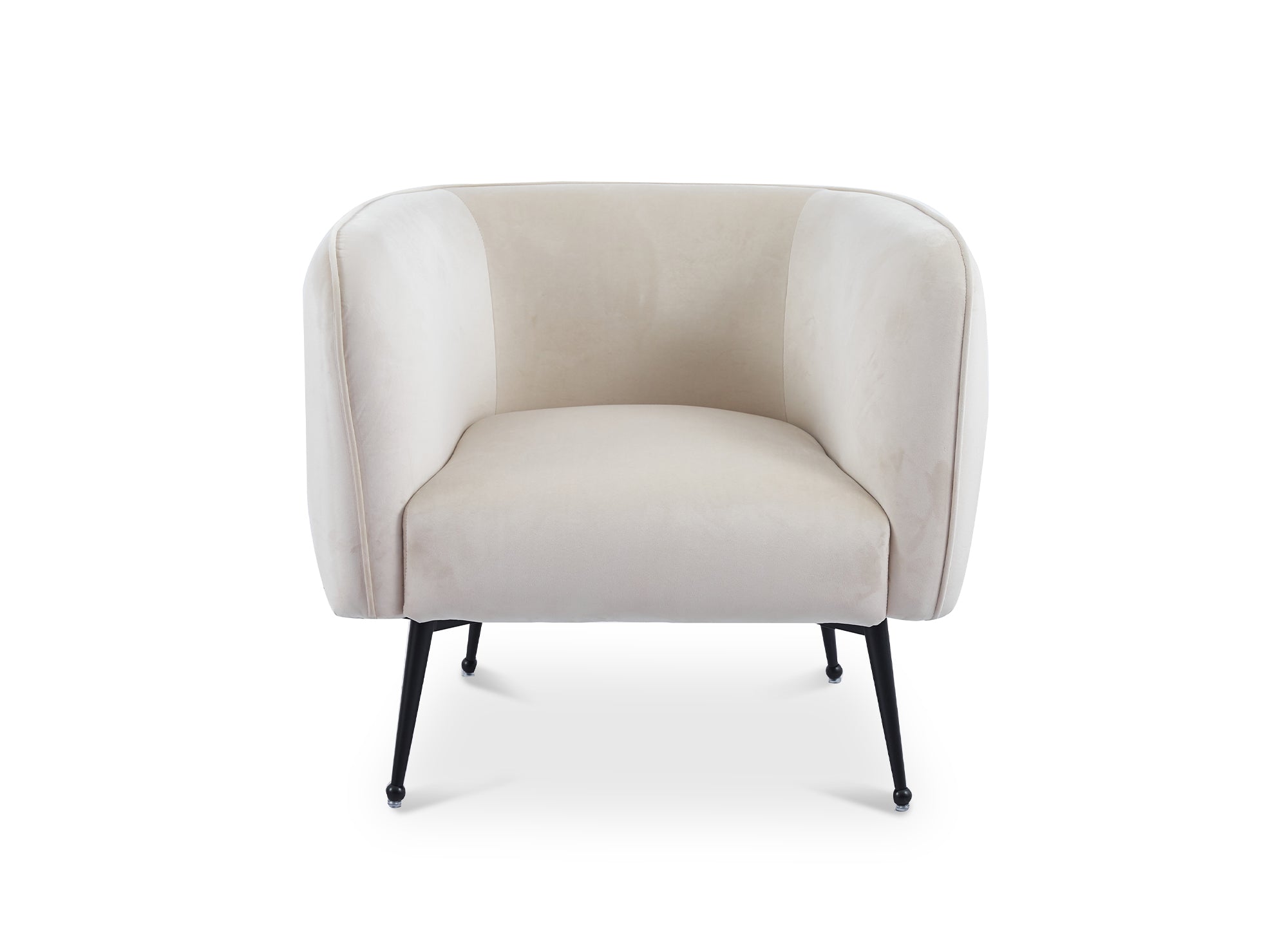 Fauteuil cabriolet en velours beige pieds noir PERRY