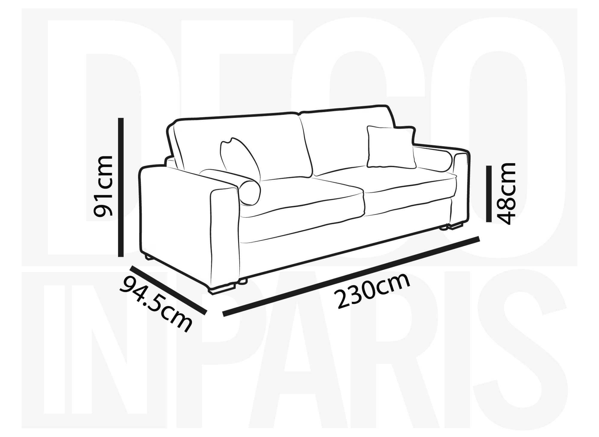 Canapé convertible 3 places en velours côtelé gris ALINE