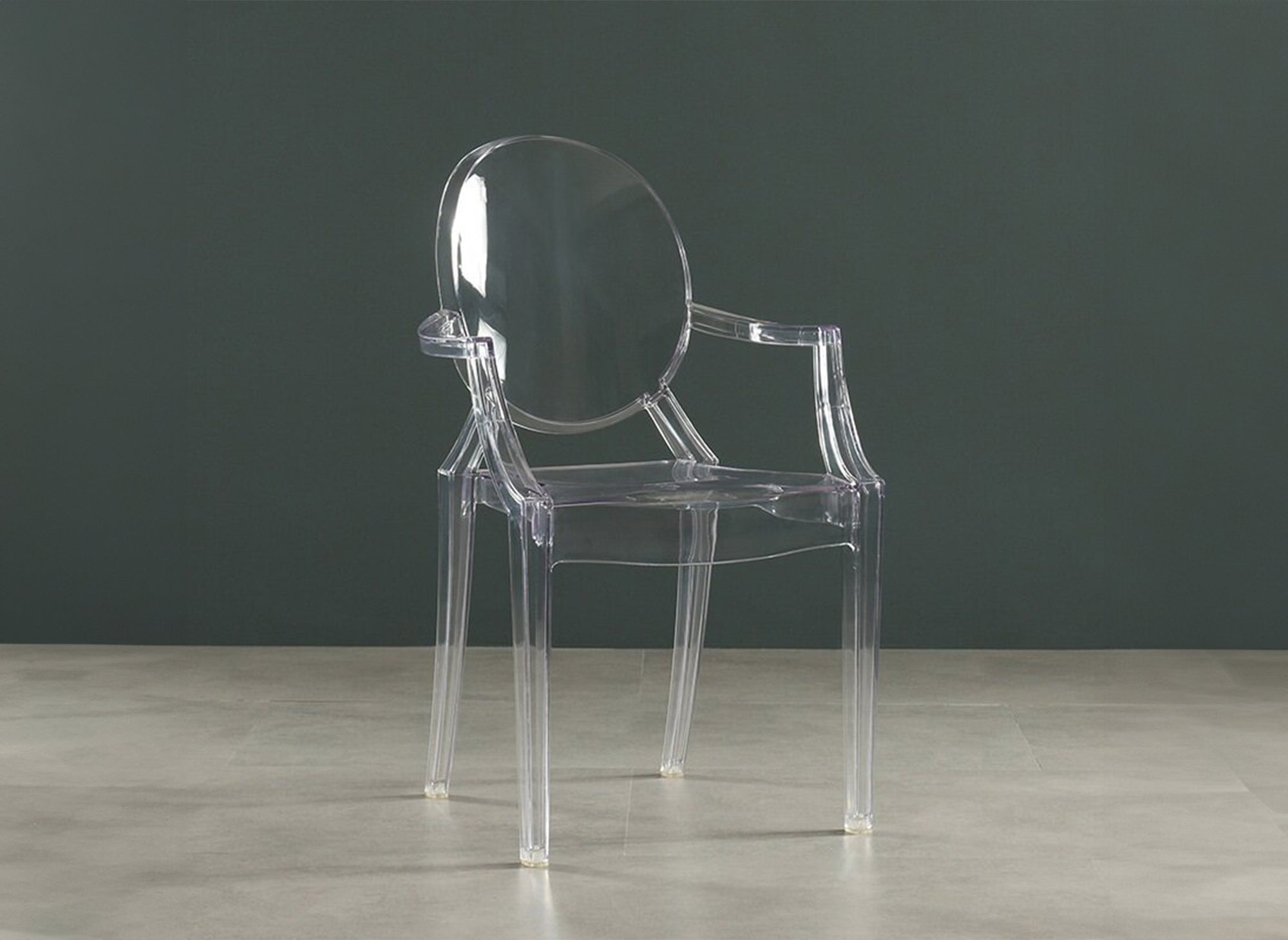 Lot de 4 chaises en plexi transparent avec accoudoirs TOLGA