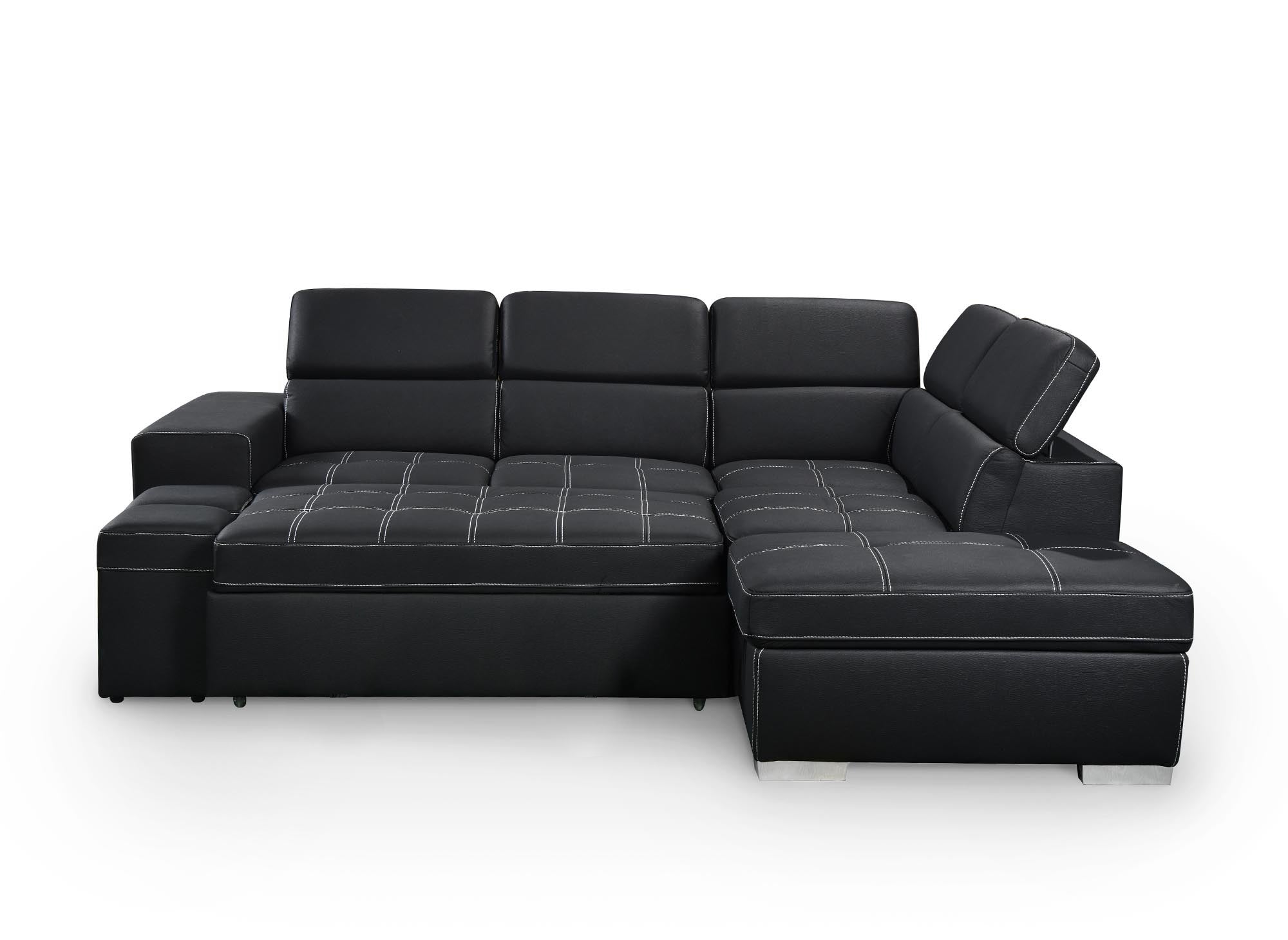 Canapé d'angle convertible en tissu noir DAVON - angle droit