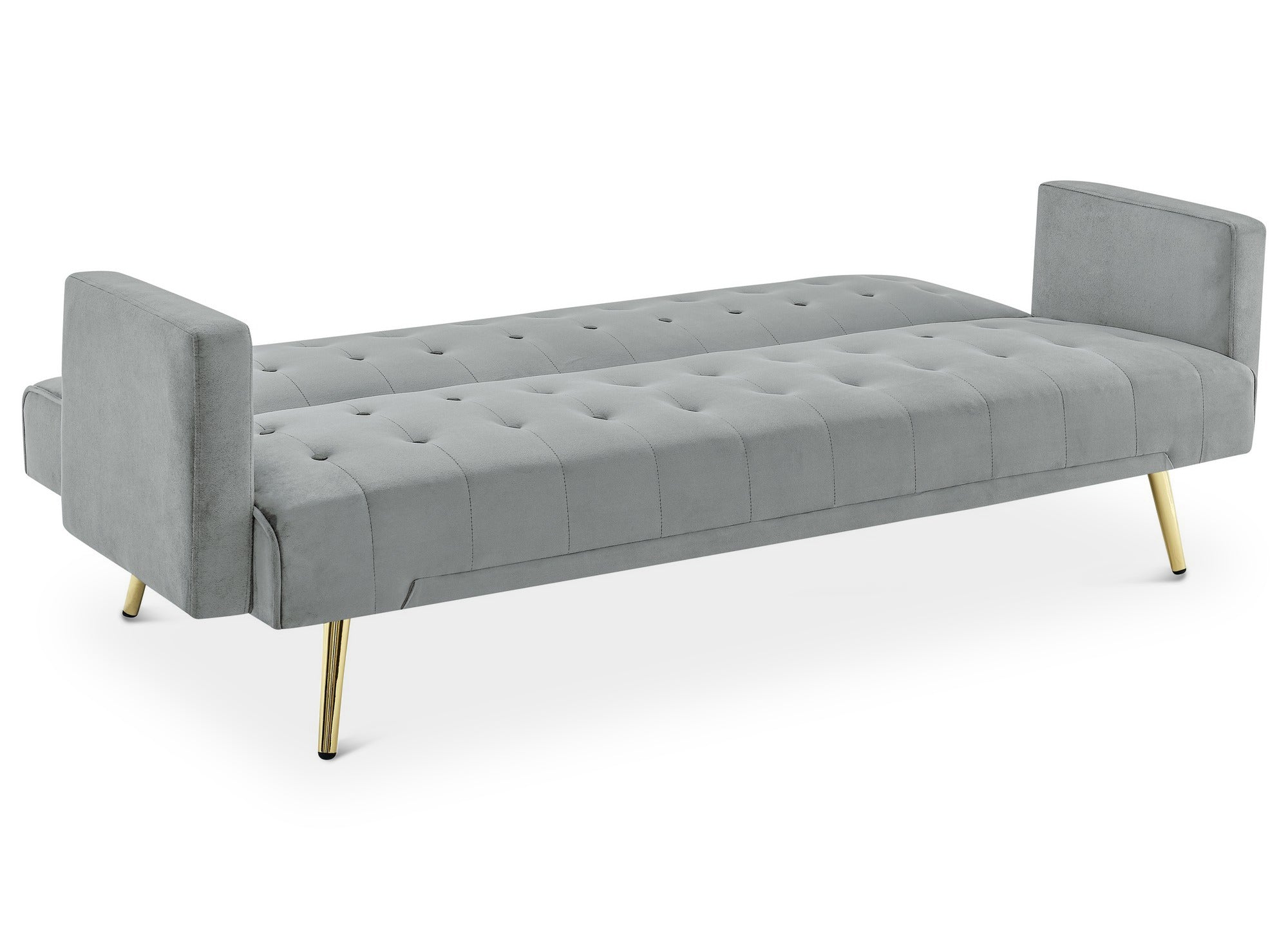 Canapé clic clac en velours gris avec pieds en métal doré CHICAGO