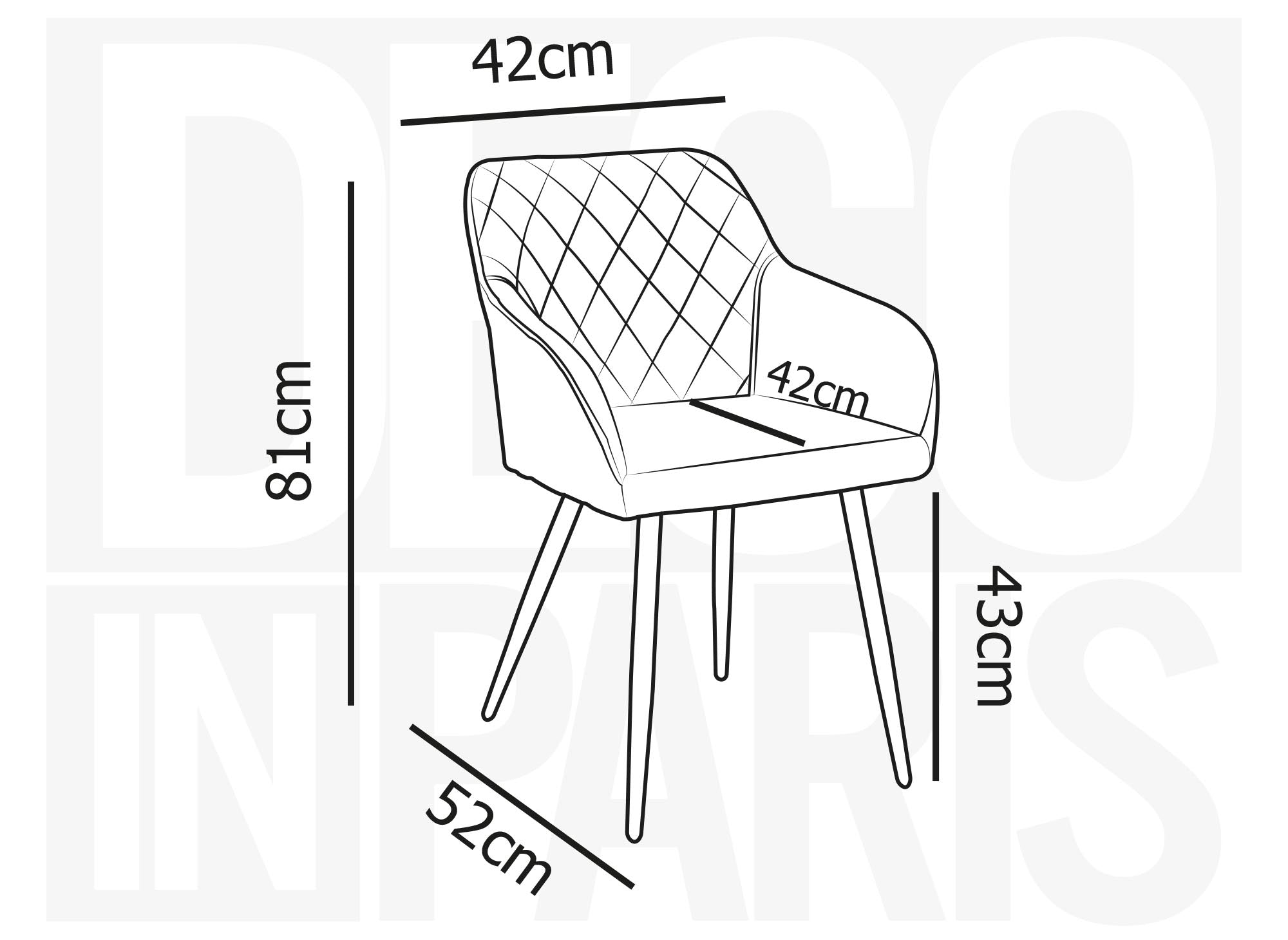 Lot de 2 chaises avec accoudoirs en velours vert KANA