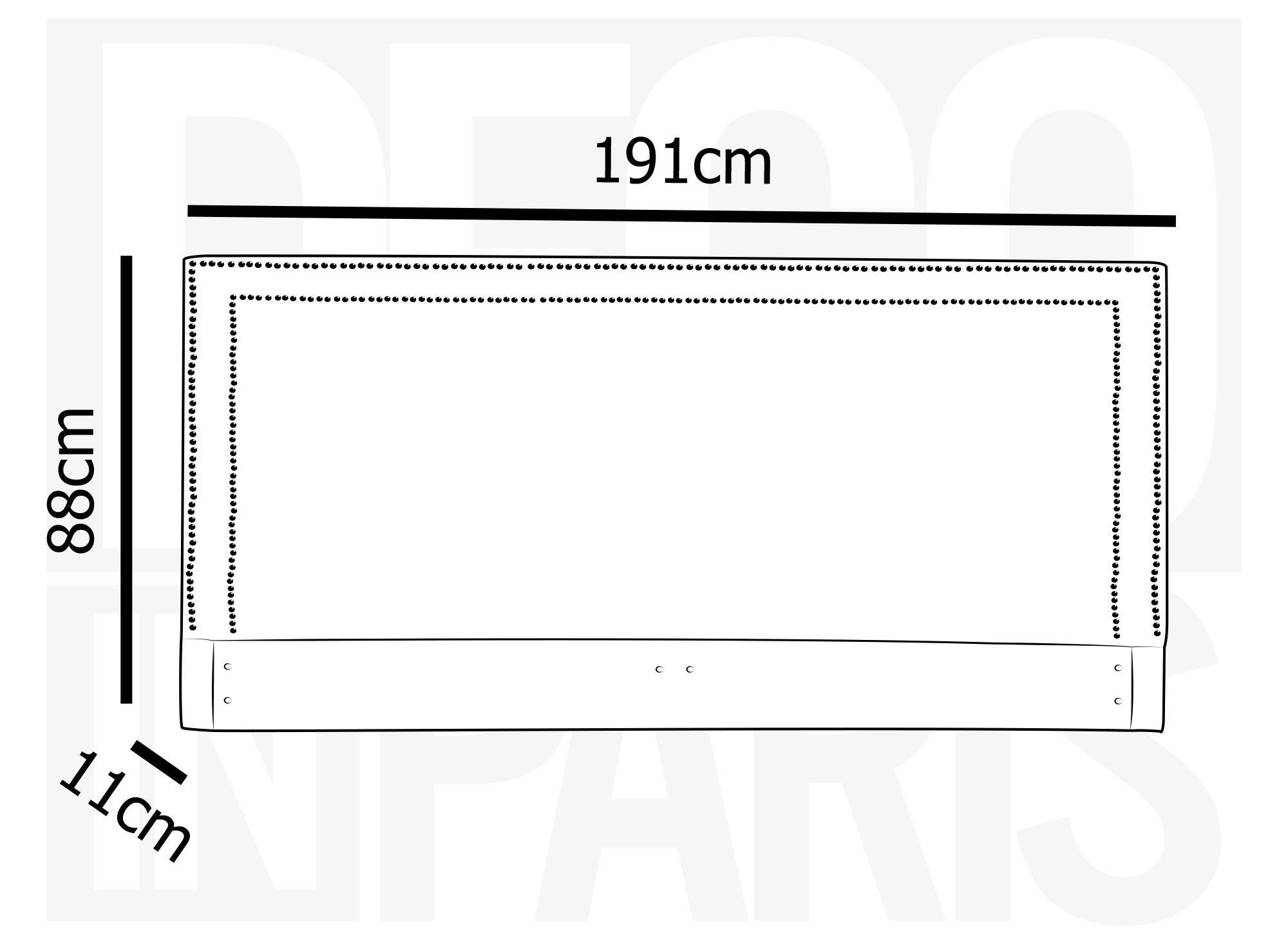 Tête de lit cloutée en tissu lin beige 180 cm LYVE