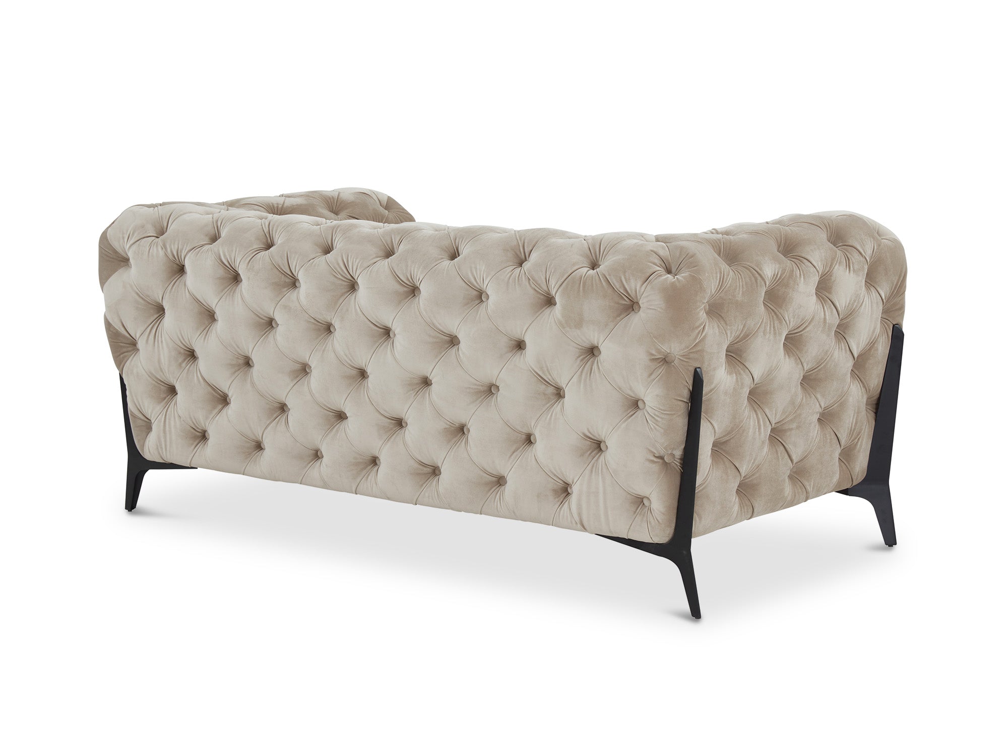 Canapé 2 places capitonné chesterfield velours beige CARMEN