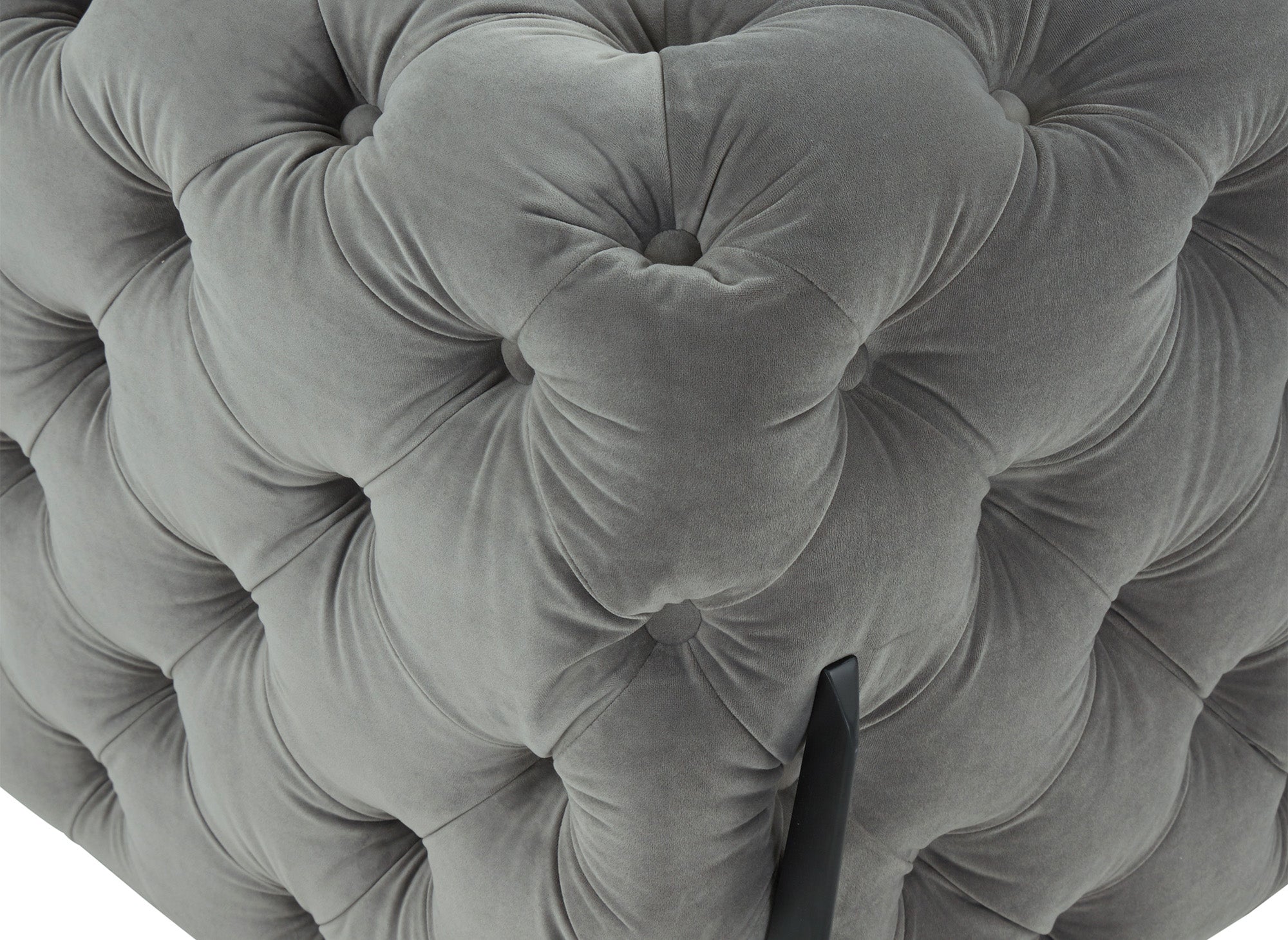 Canapé fixe 3 places capitonné chesterfield velours gris CARMEN