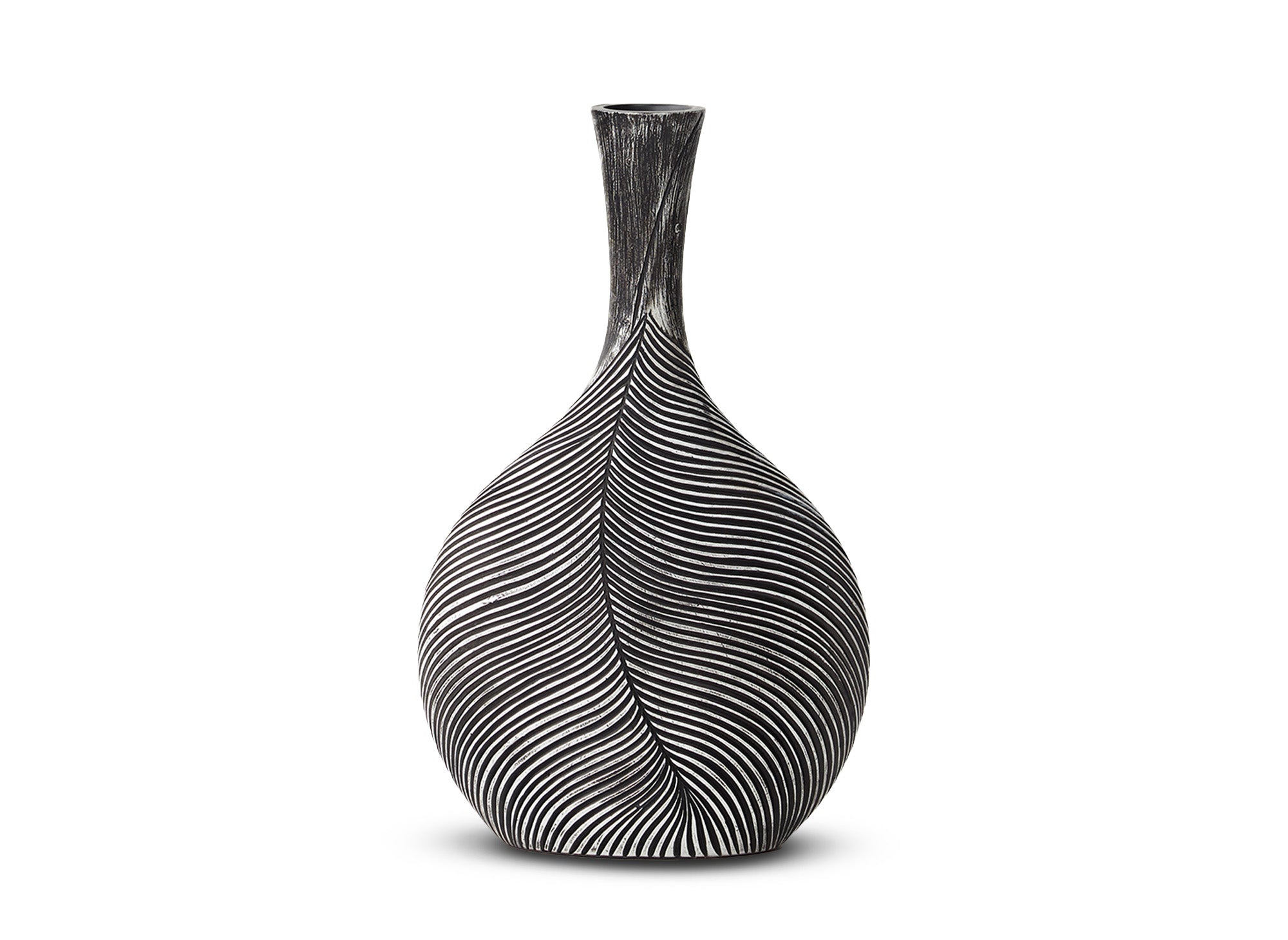 Vase boule en résine noir et blanc H43 cm EBENE