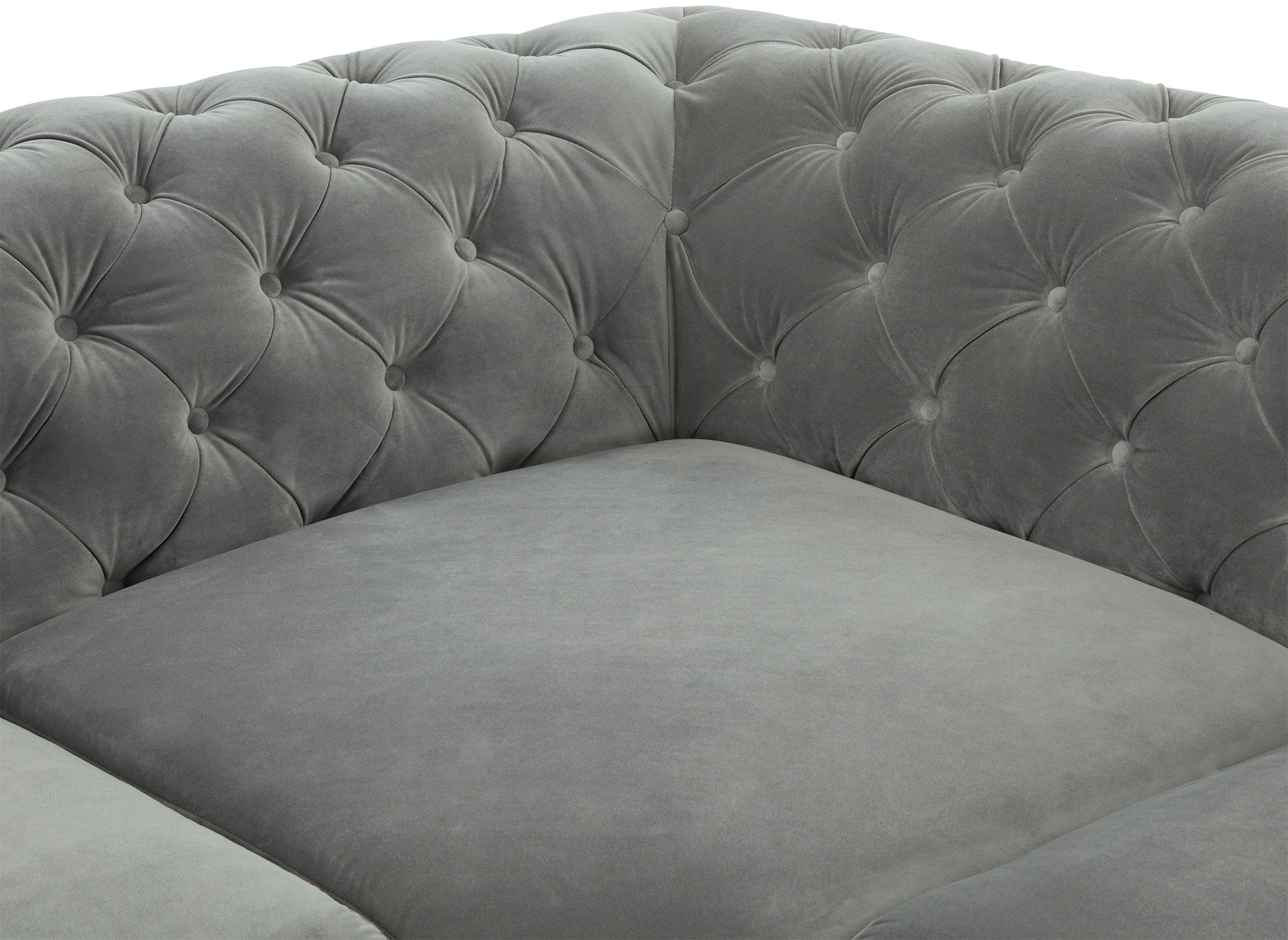 Canapé capitonné chesterfield d'angle réversible en velours gris CARMEN