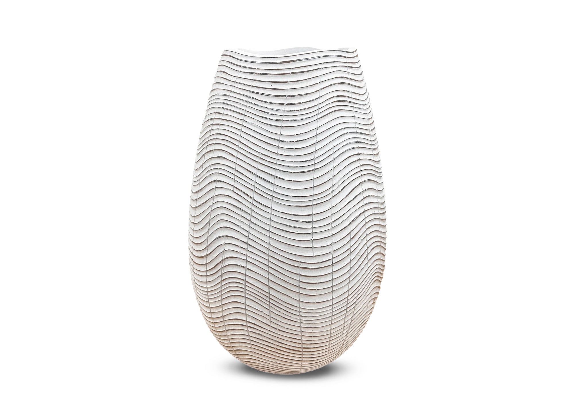 Vase design en résine blanc H30 cm VAGUE