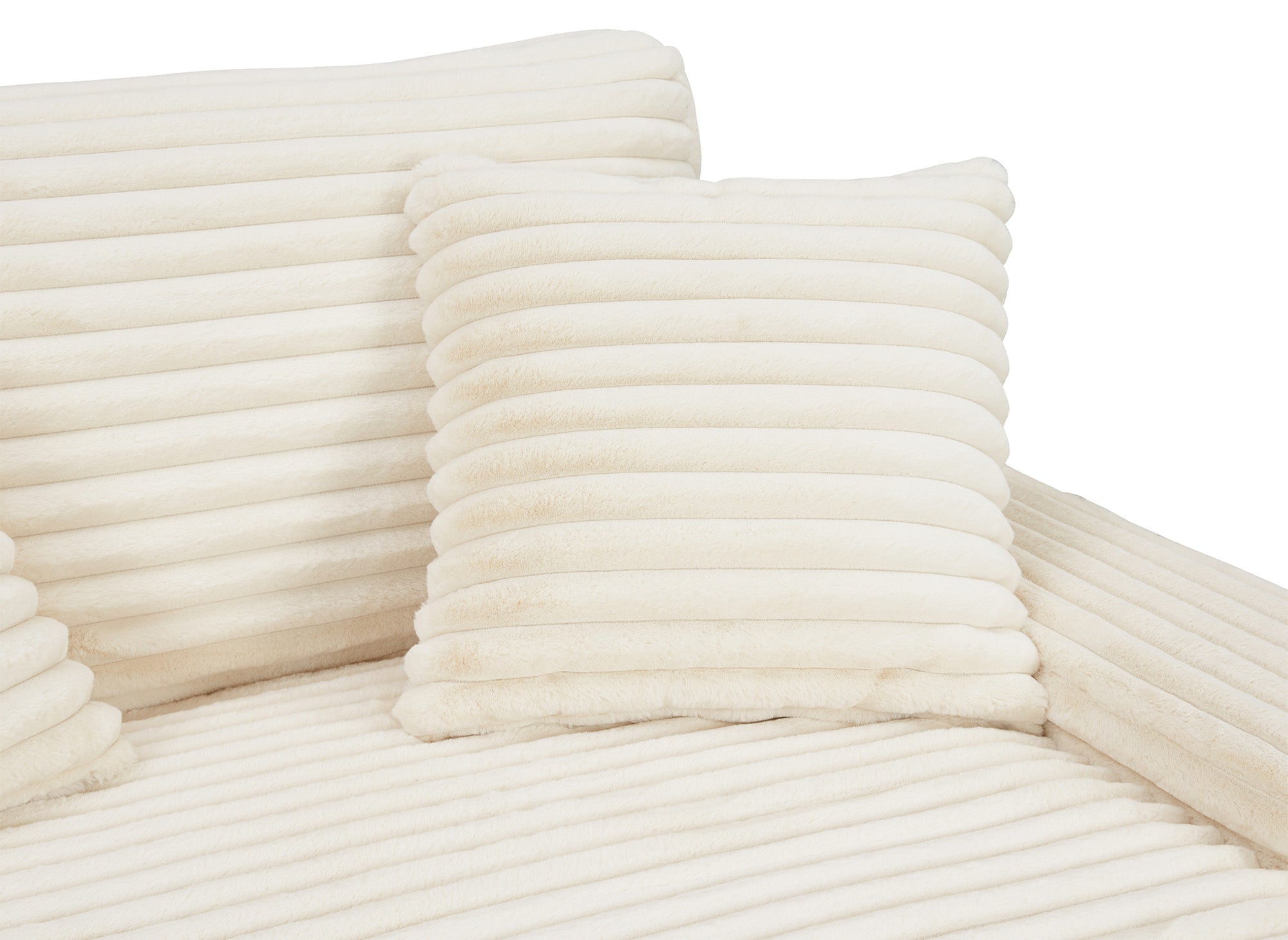 Canapé droit méridienne 2 places en gros côtelé doux beige DAHO