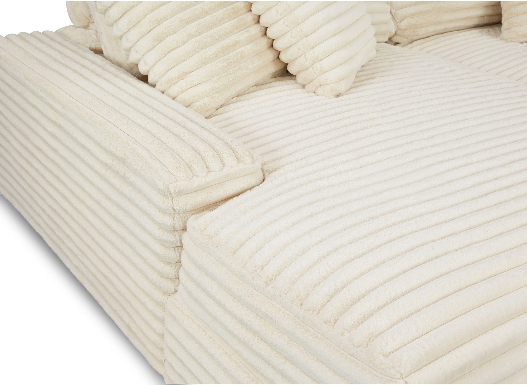 Canapé droit méridienne 2 places en gros côtelé doux beige DAHO