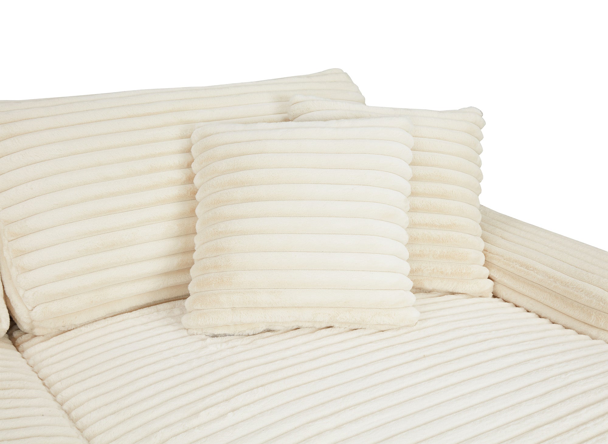 Canapé droit méridienne 2 places en gros côtelé doux beige DAHO