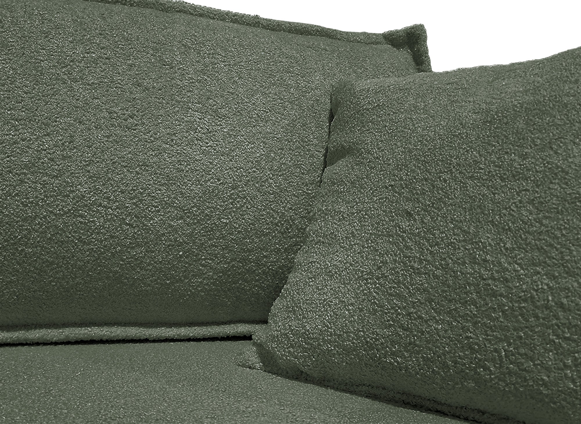 Canapé d'angle convertible et réversible avec coffre en tissu bouclette vert kaki JADE MINI