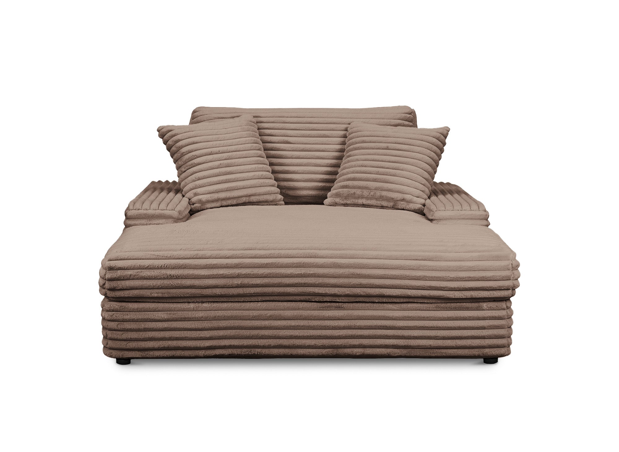 Canapé droit méridienne 1 place en gros côtelé doux taupe DAHO