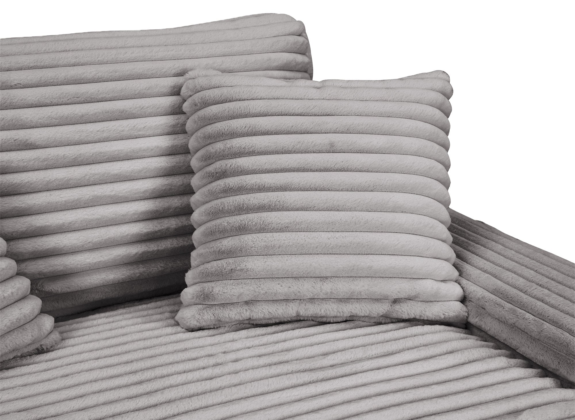 Canapé droit méridienne 2 places en gros côtelé doux gris DAHO