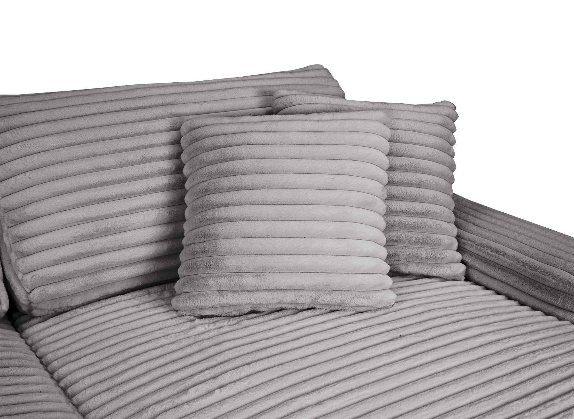 Canapé droit méridienne 2 places en gros côtelé doux gris DAHO