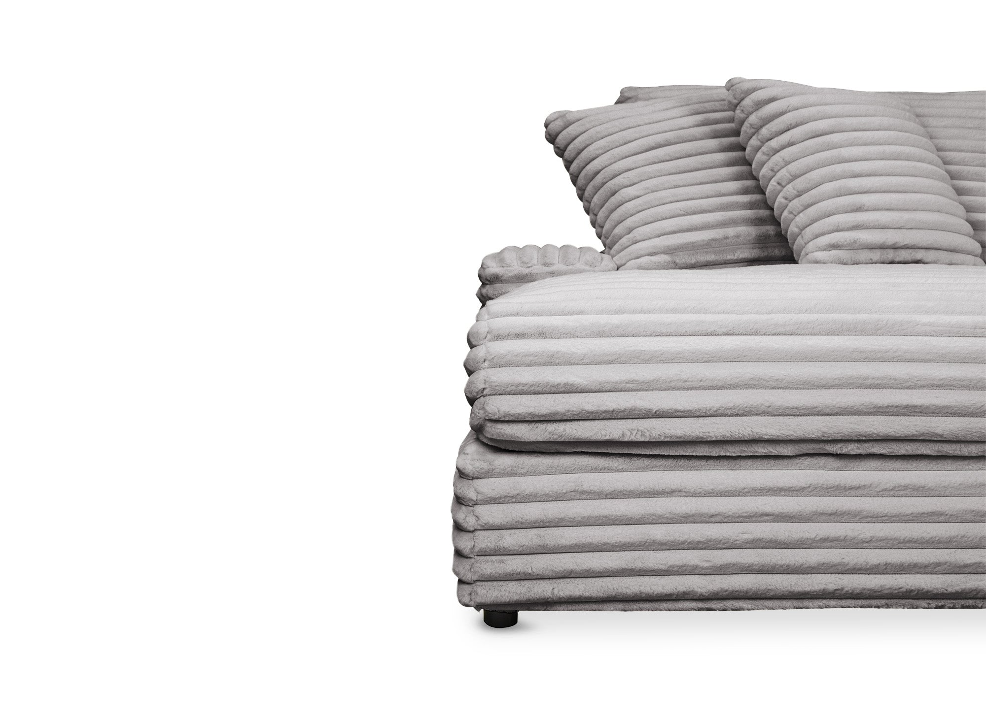 Canapé droit méridienne 2 places en gros côtelé doux gris DAHO