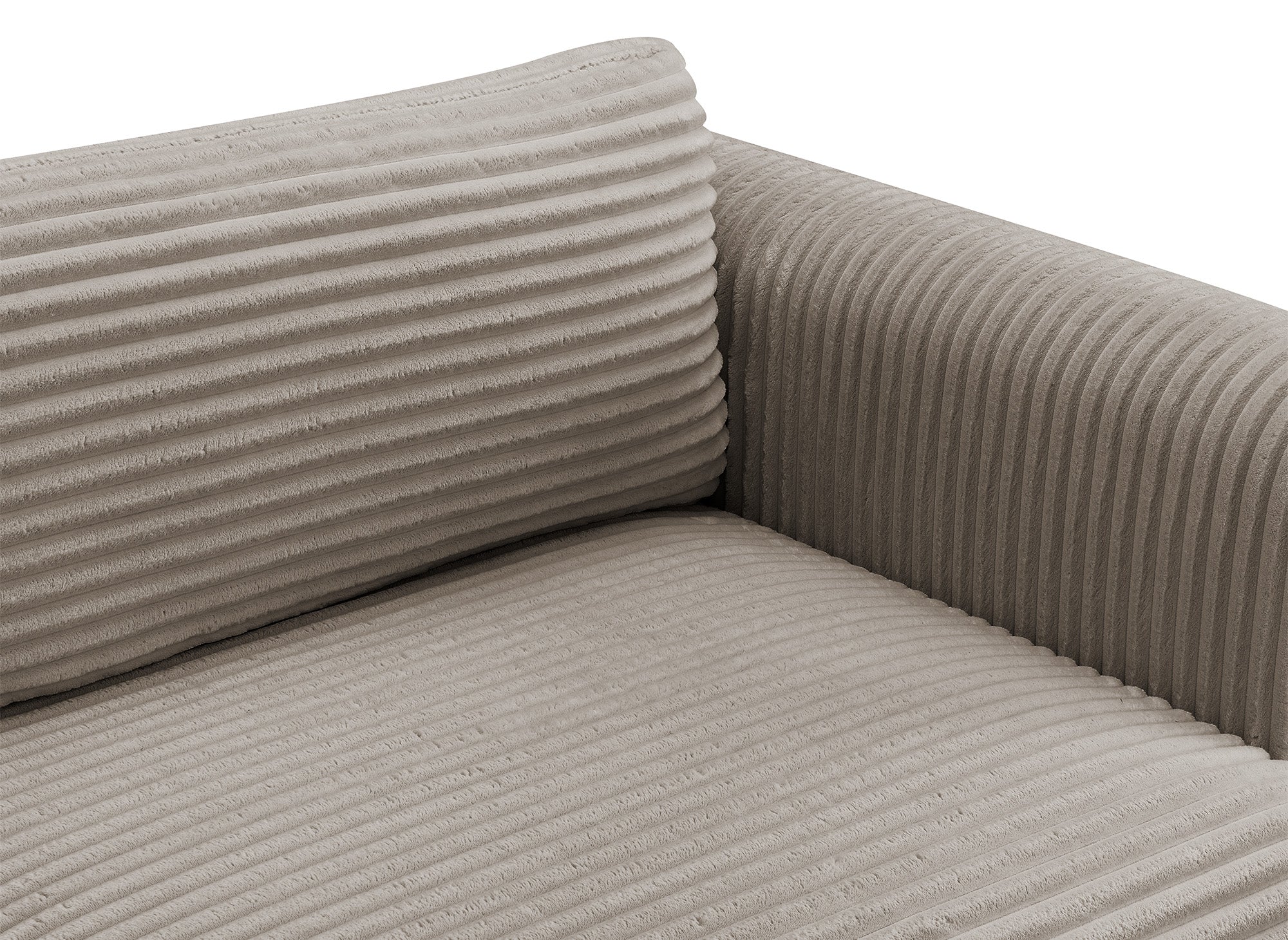 Canapé droit 3 places avec coffre en gros côtelé doux taupe TILDA