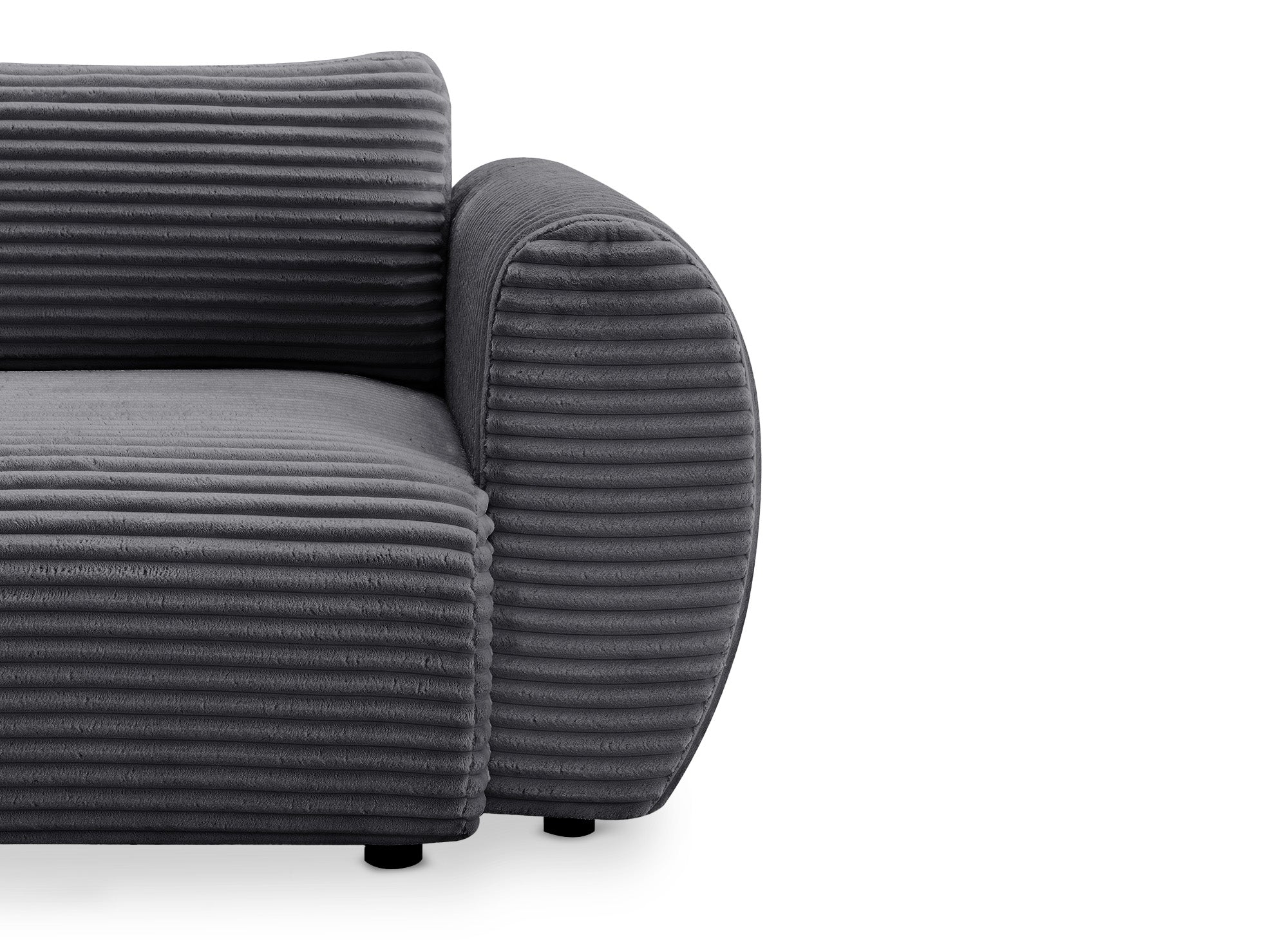 Canapé droit 3 places avec coffre en gros côtelé doux gris TILDA.