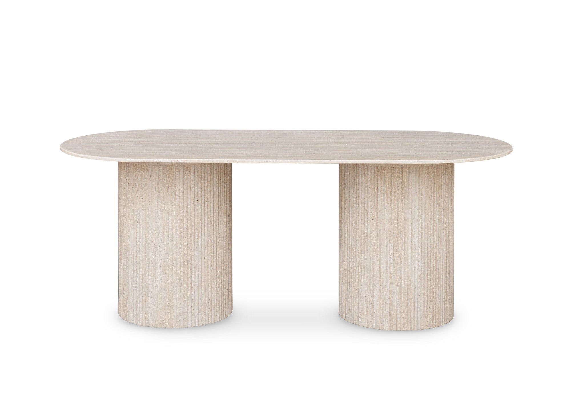 Table à manger ovale en marbre composite beige 8 personnes DHARA