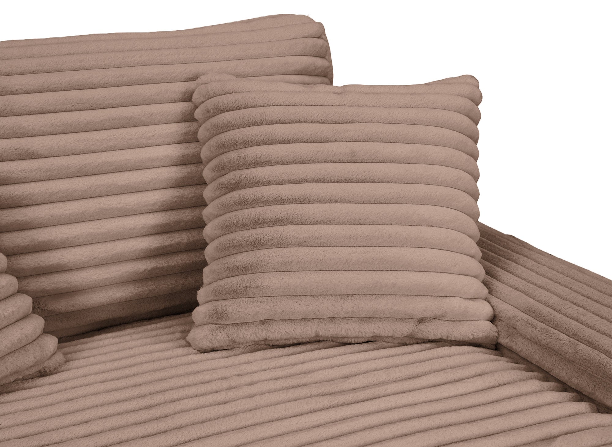 Canapé droit méridienne 2 places en gros côtelé doux taupe DAHO