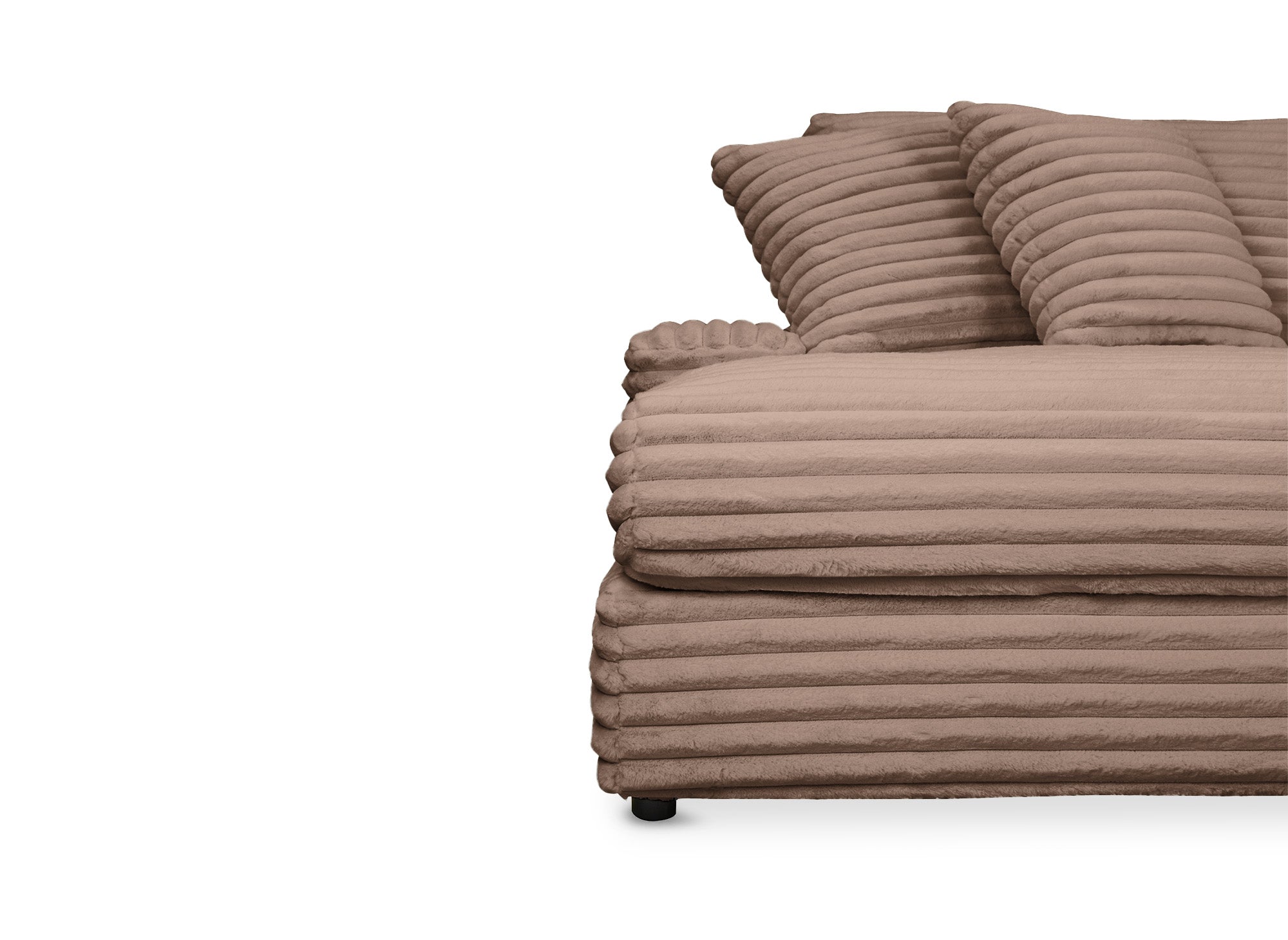 Canapé droit méridienne 2 places en gros côtelé doux taupe DAHO