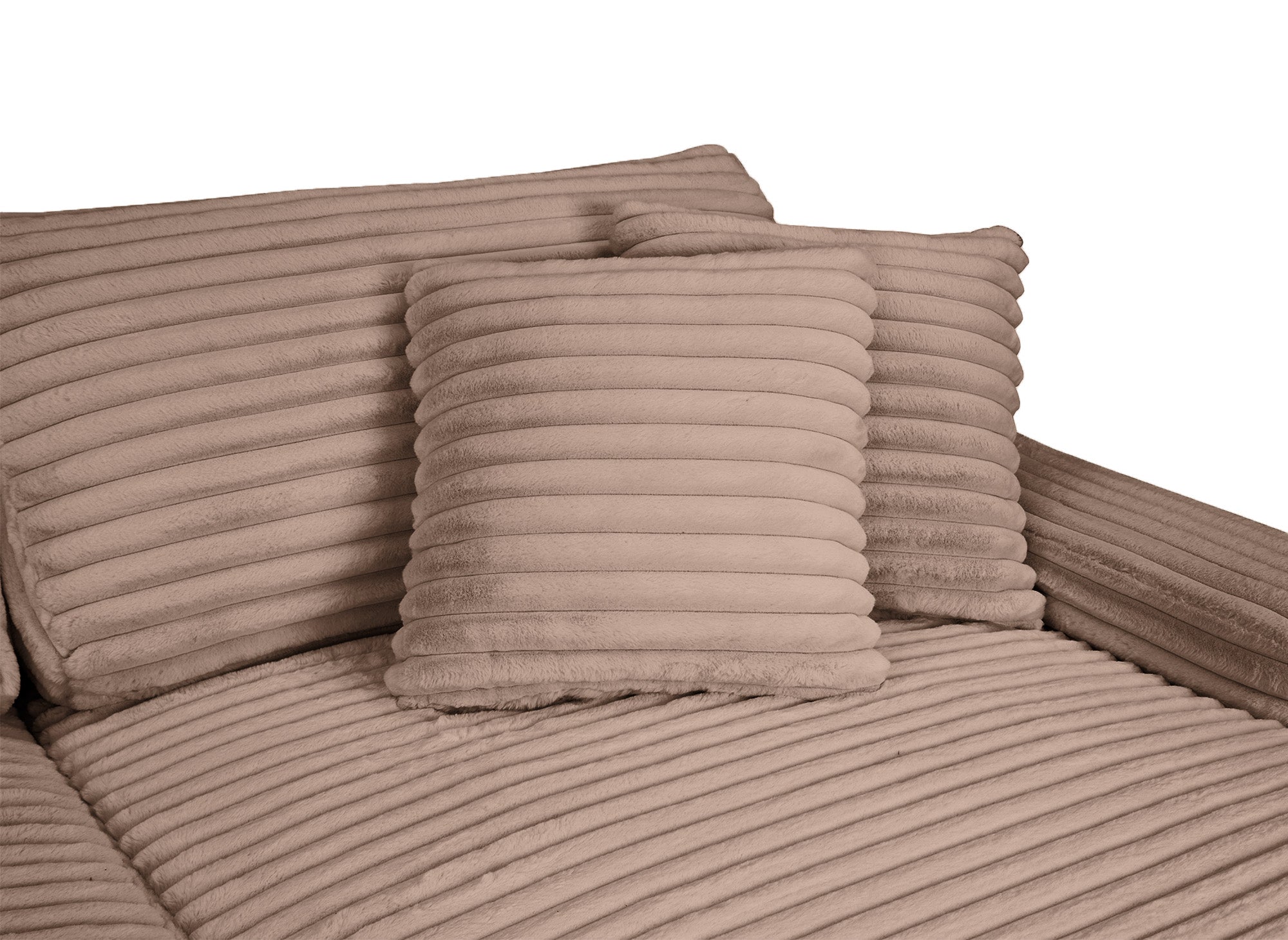 Canapé droit méridienne 2 places en gros côtelé doux taupe DAHO