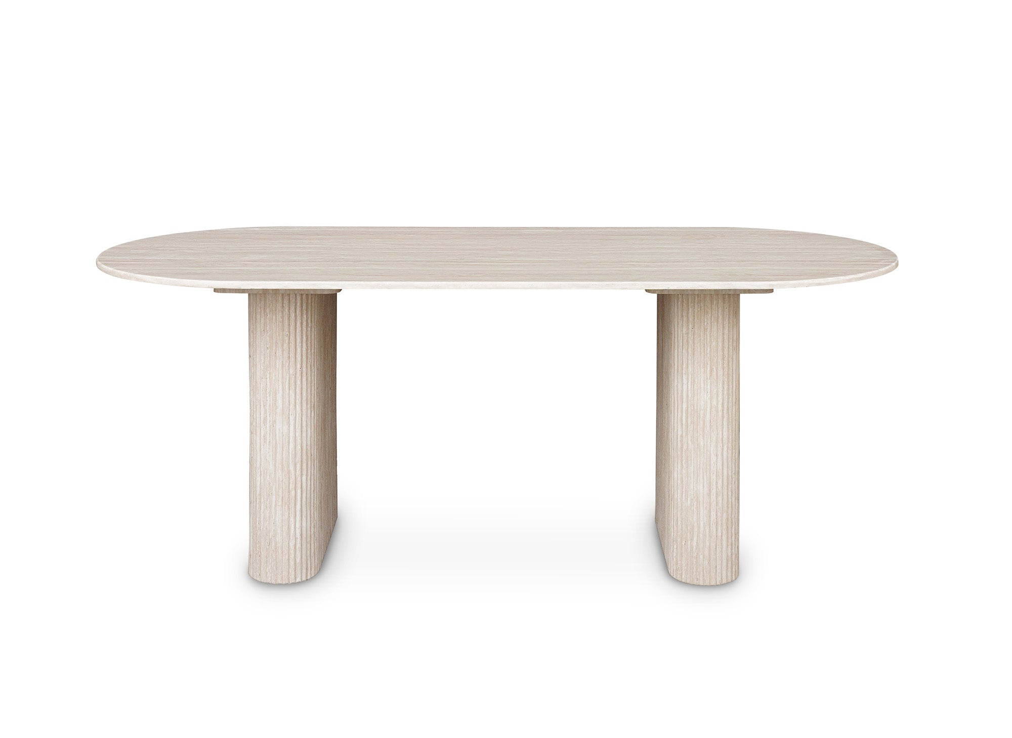 Table à manger ovale en marbre composite beige 8 personnes ELMA
