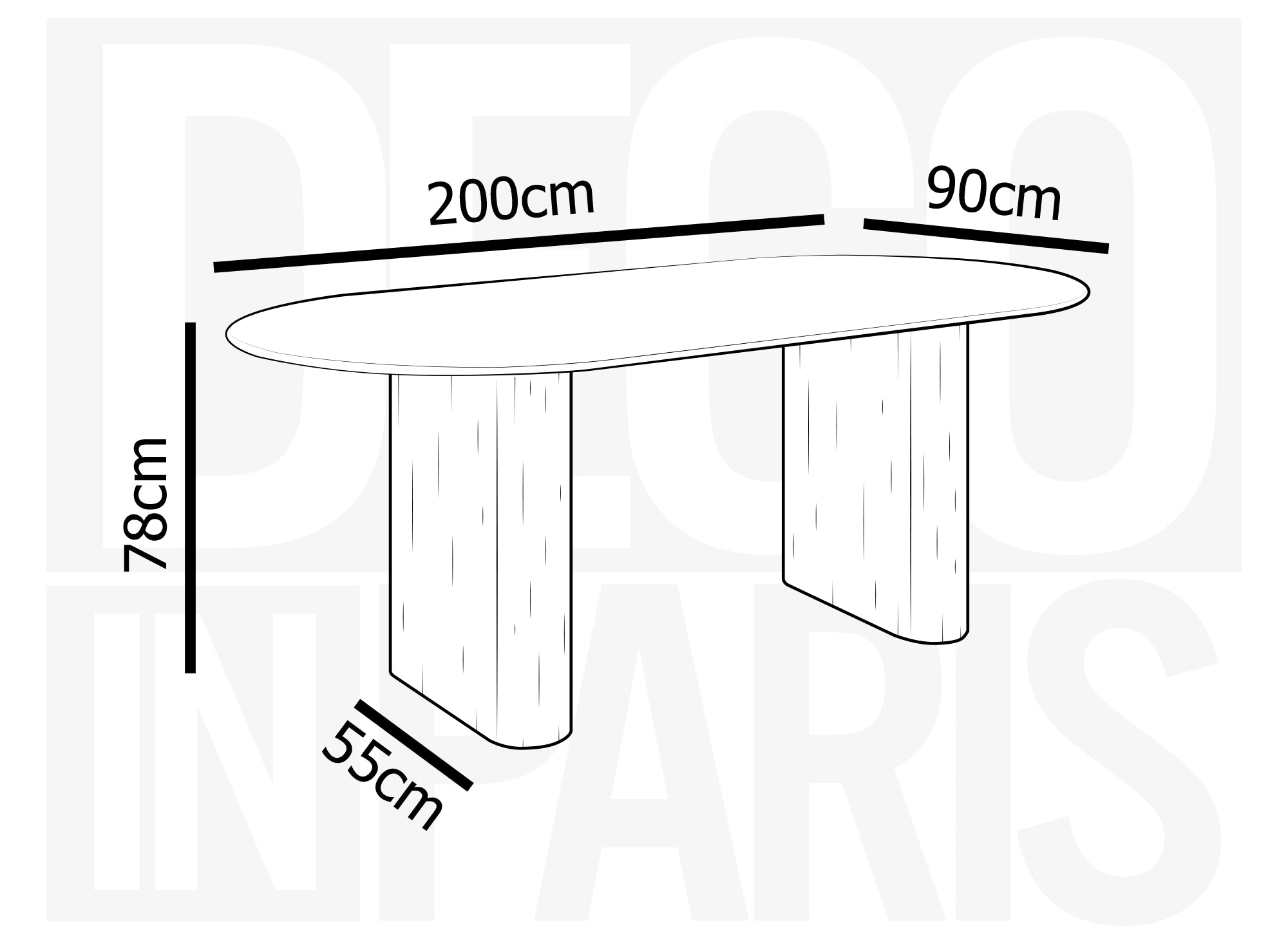 Table à manger ovale en marbre composite beige 8 personnes ELMA