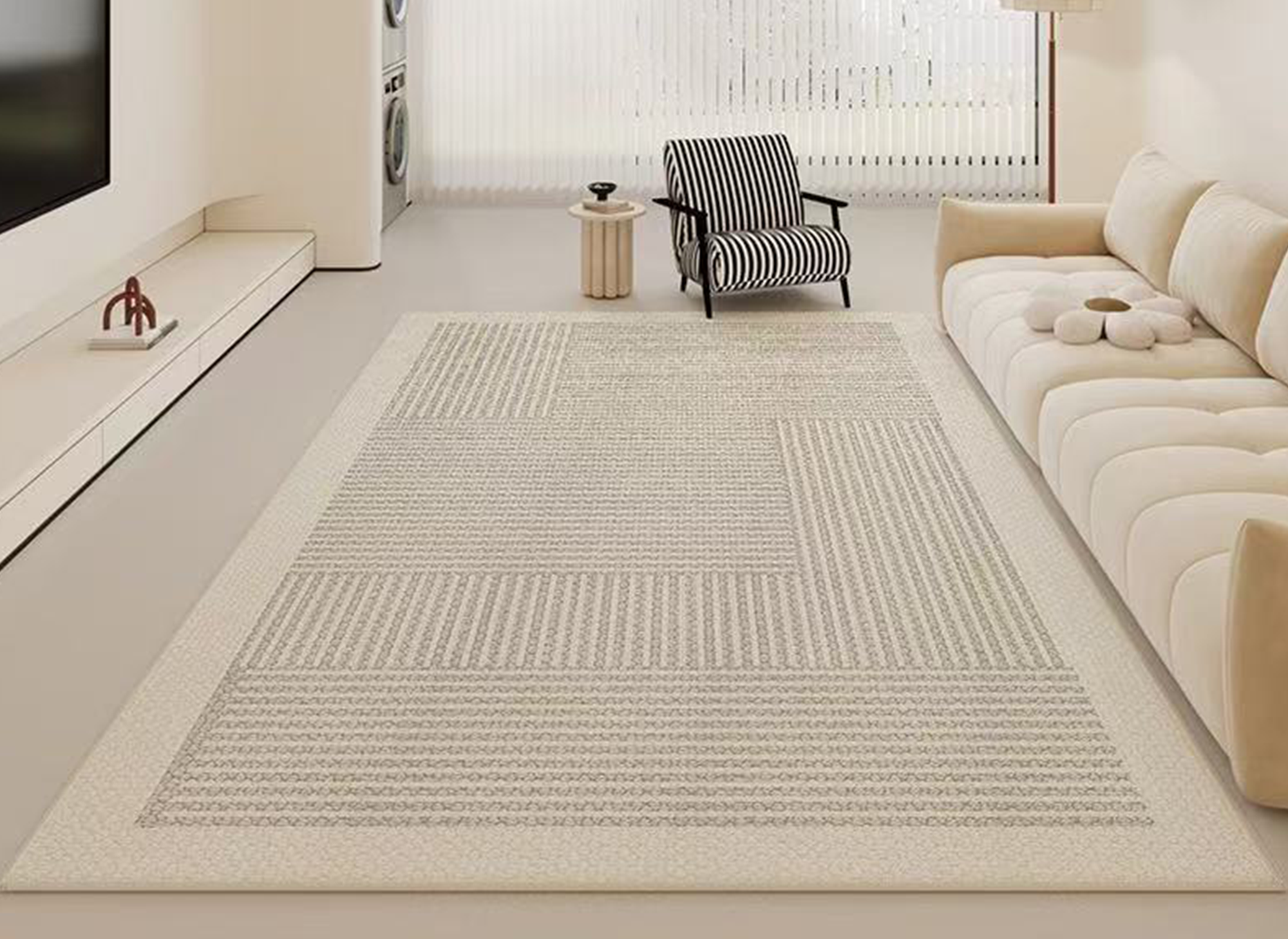 Tapis rectangulaire beige à motifs géométriques 160x230cm KAIS