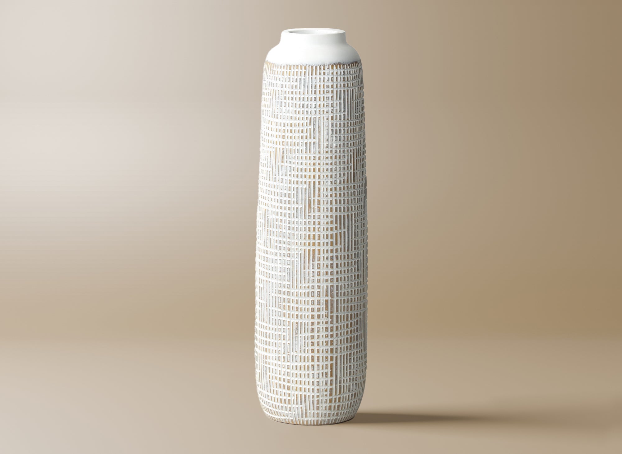 Vase totem en polyrésine blanc H50 cm YONI