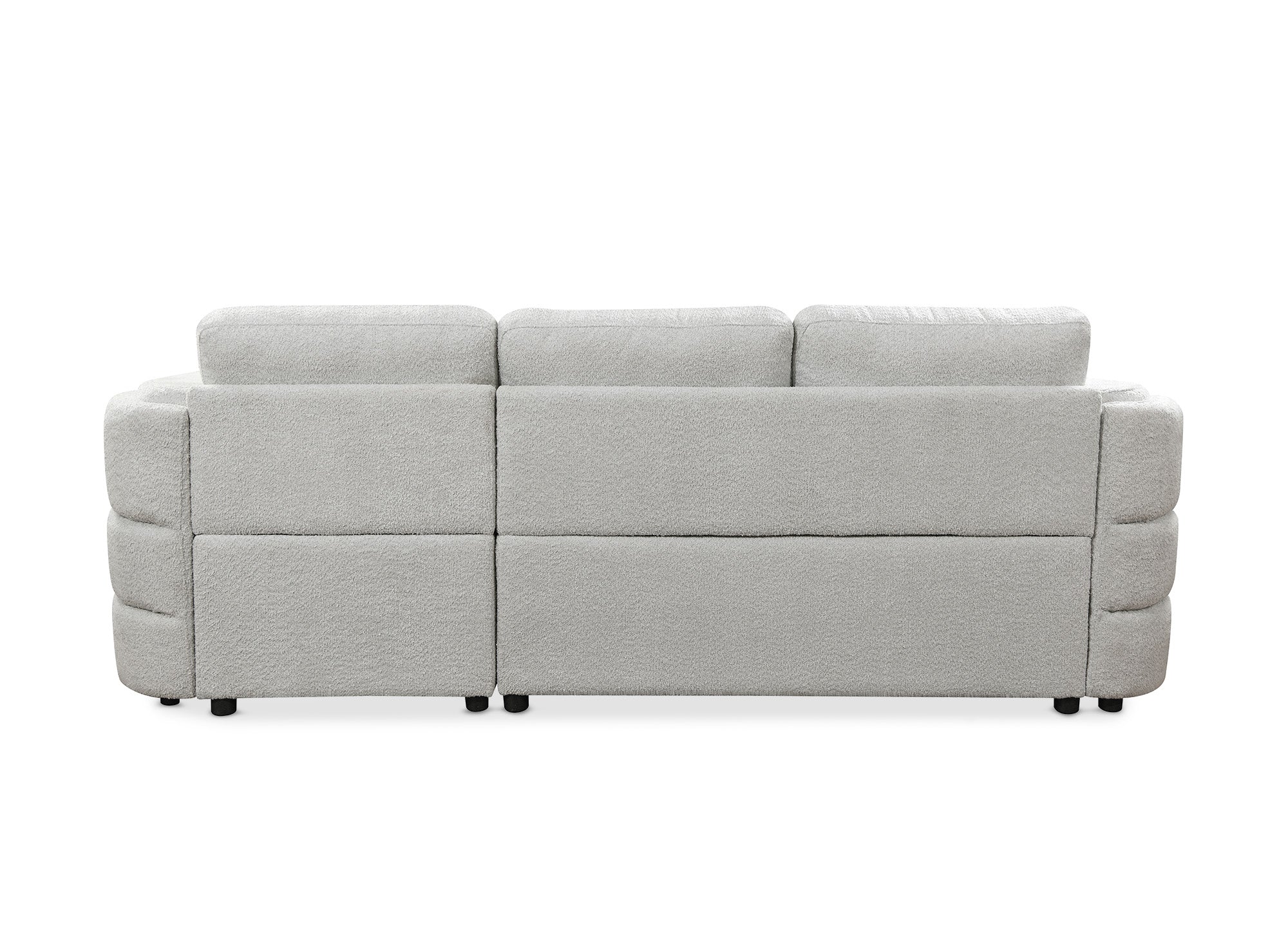 Canapé d'angle convertible avec coffre en tissu bouclette gris clair CALANDRA - Angle droit